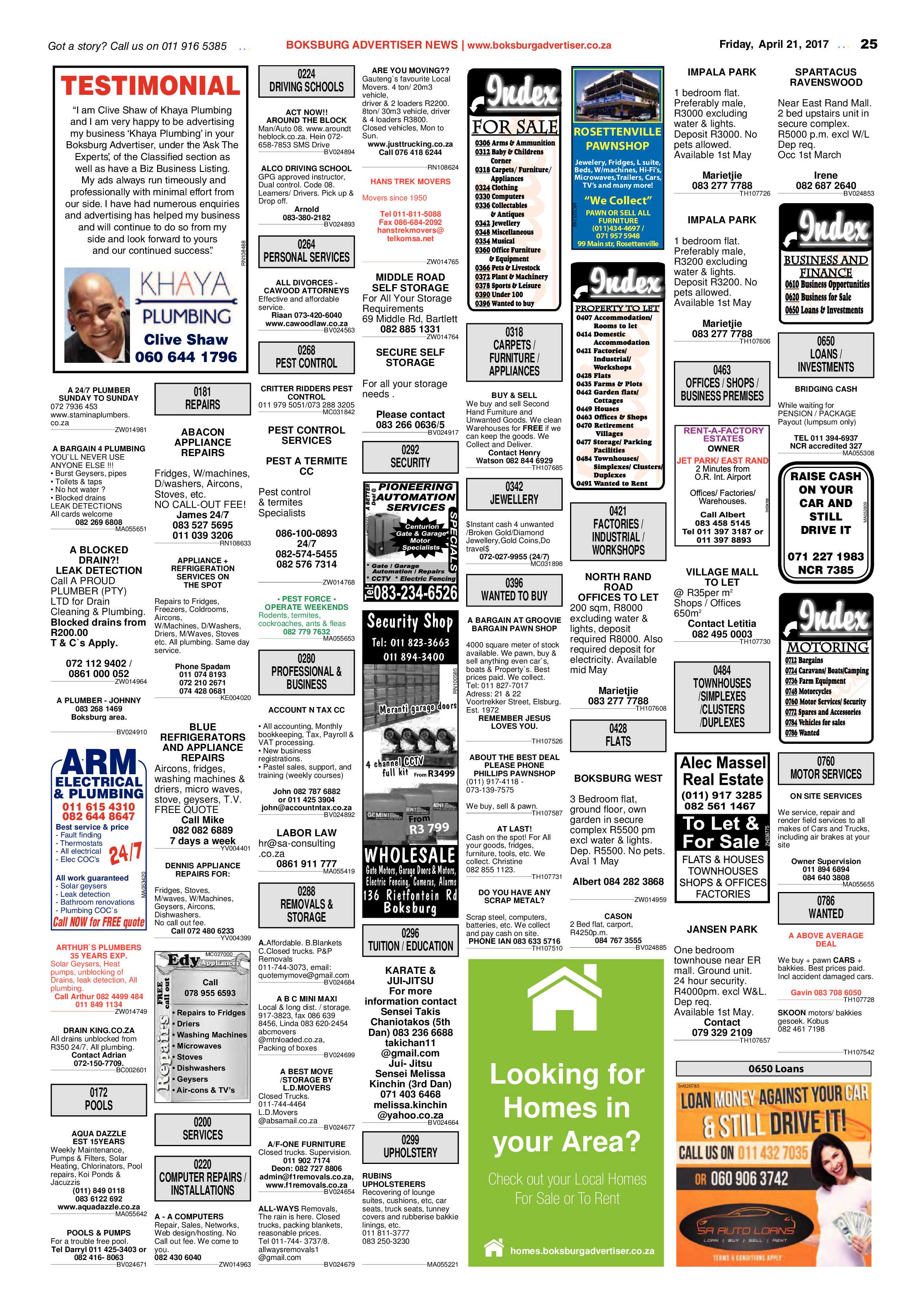 Boksburg Advertiser 18 April 2017 page 25
