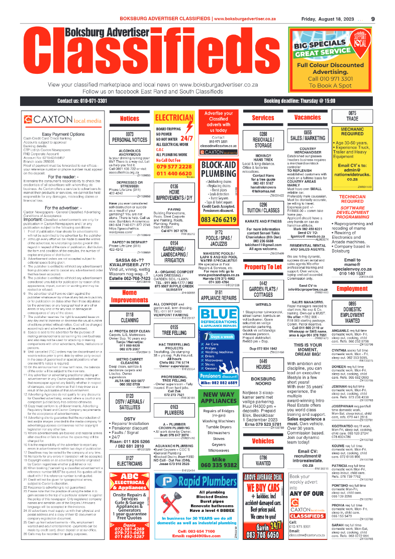 Boksburg Advertiser 18 August 2023 page 9