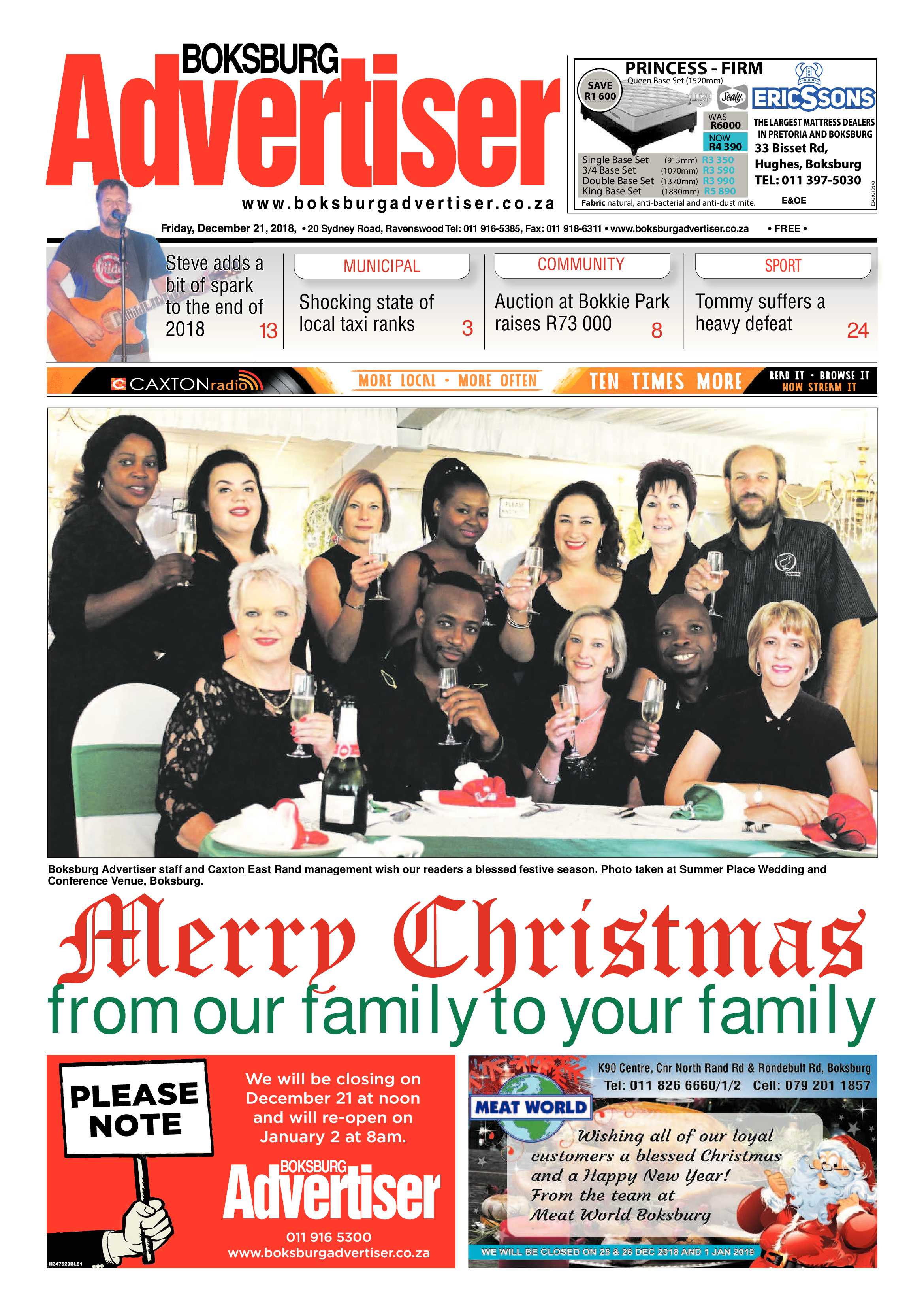 Boksburg Advertiser 18 December 2018 page 1