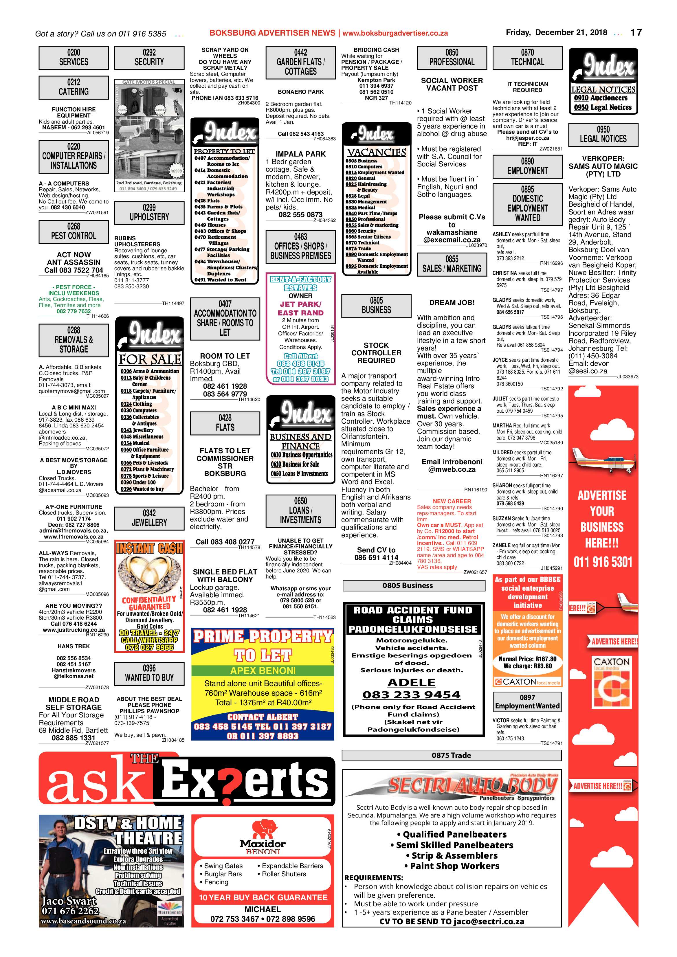 Boksburg Advertiser 18 December 2018 page 17