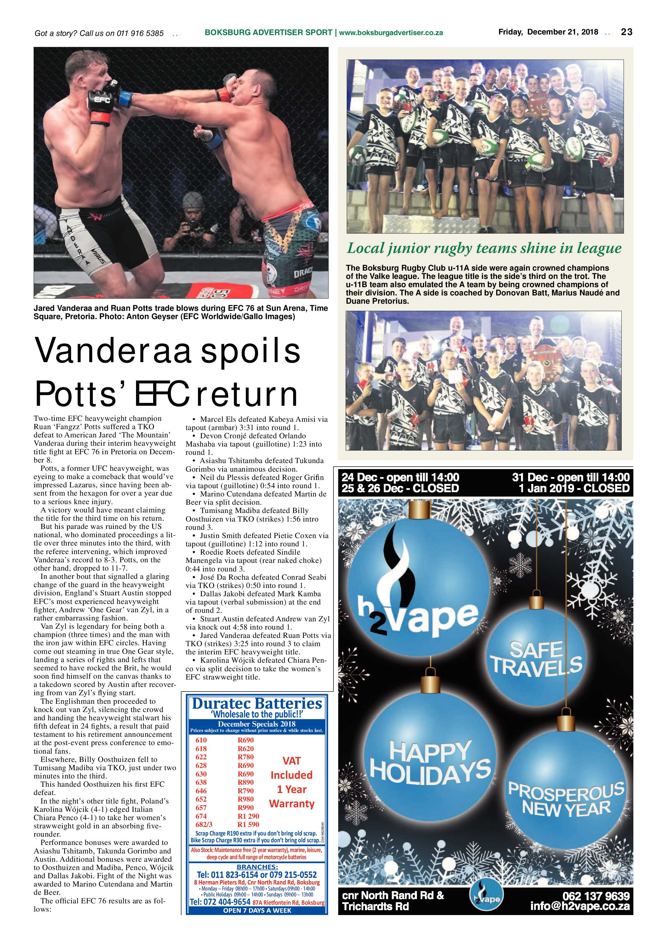 Boksburg Advertiser 18 December 2018 page 23