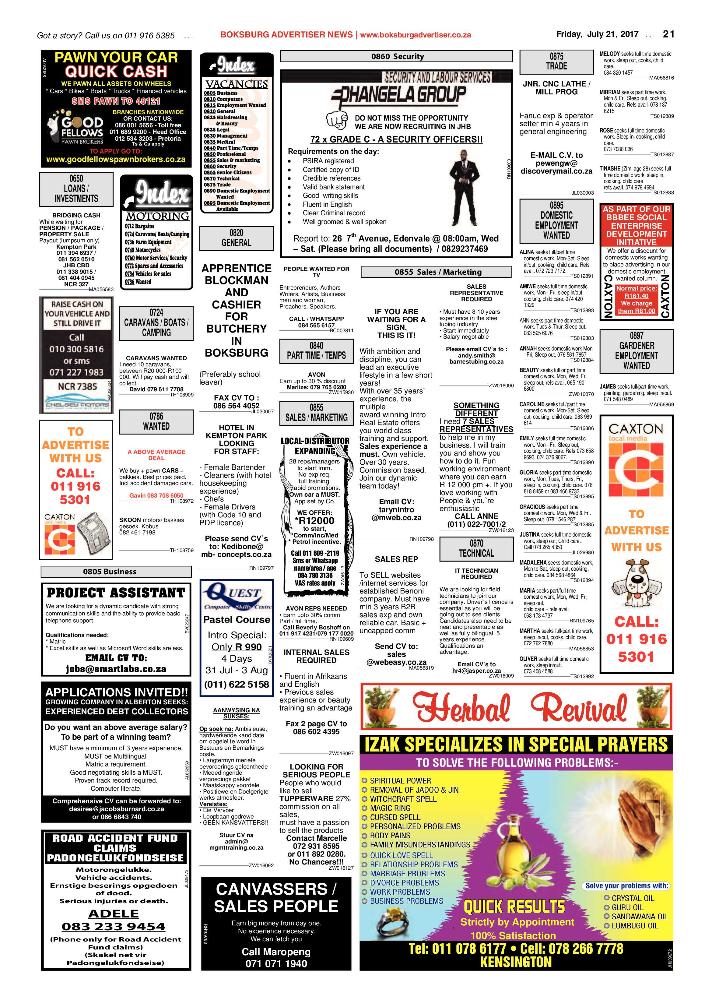 Boksburg Advertiser 18 July 2017 page 21