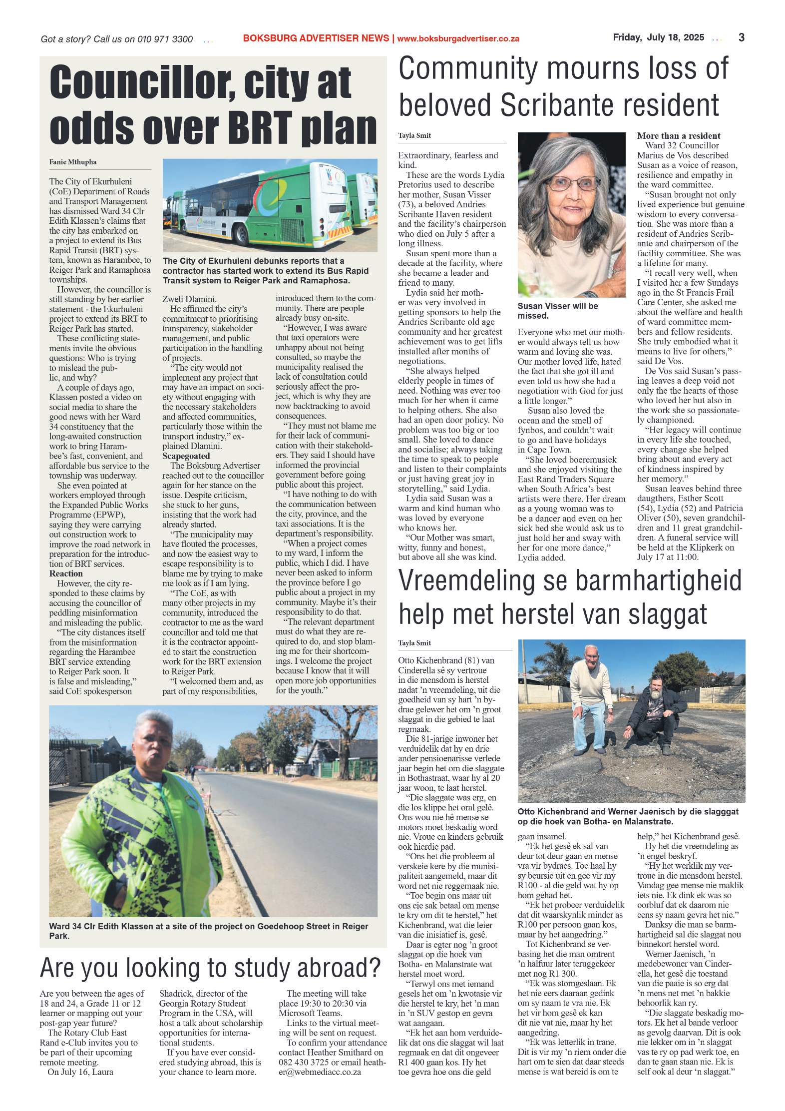 Boksburg Advertiser 18 July 2025 page 3