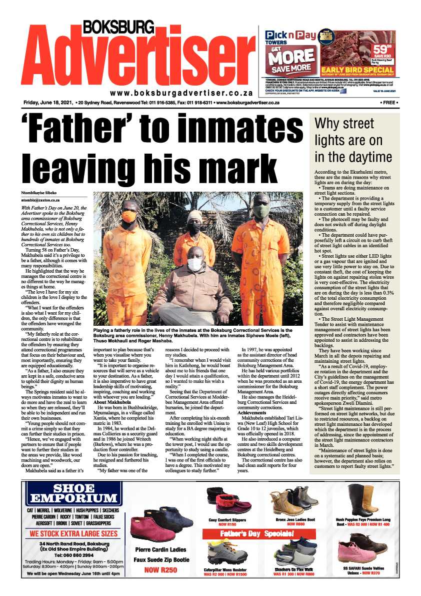 Boksburg Advertiser 18 June 2021 page 1