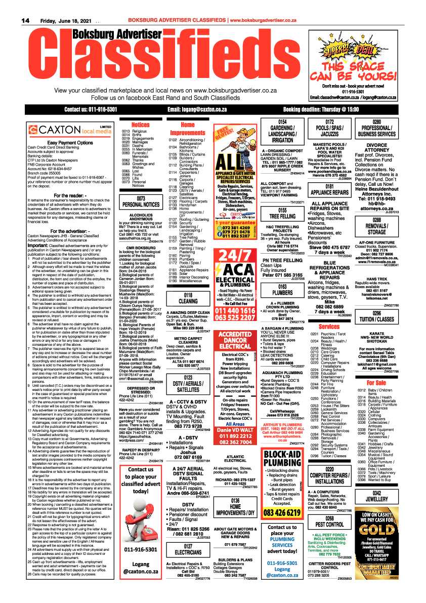Boksburg Advertiser 18 June 2021 page 14