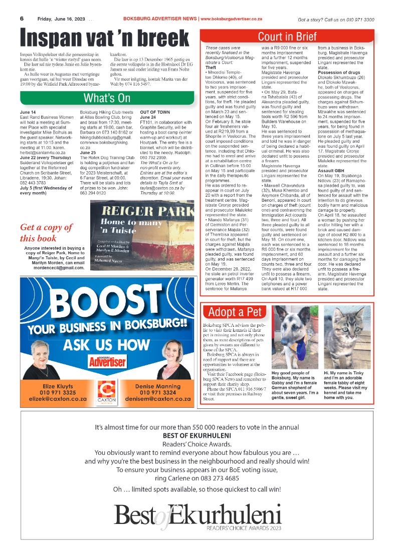 Boksburg Advertiser 18 June 2023 page 6