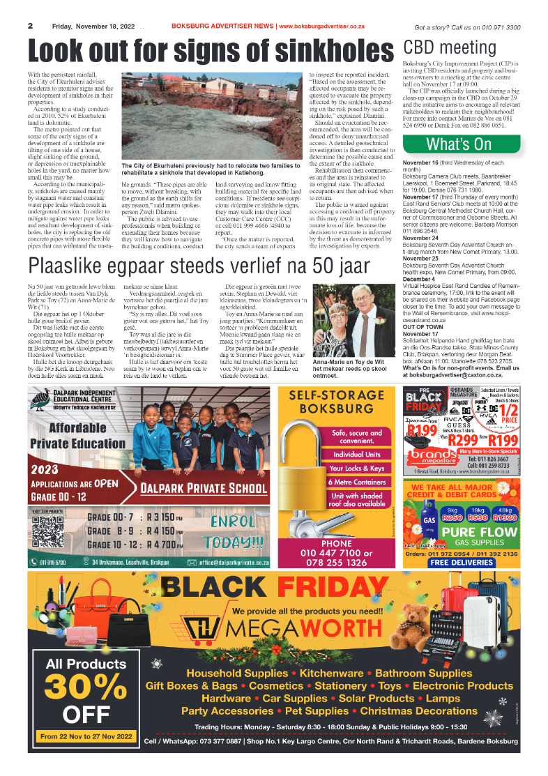 Boksburg Advertiser 18 Nov 2022 page 2