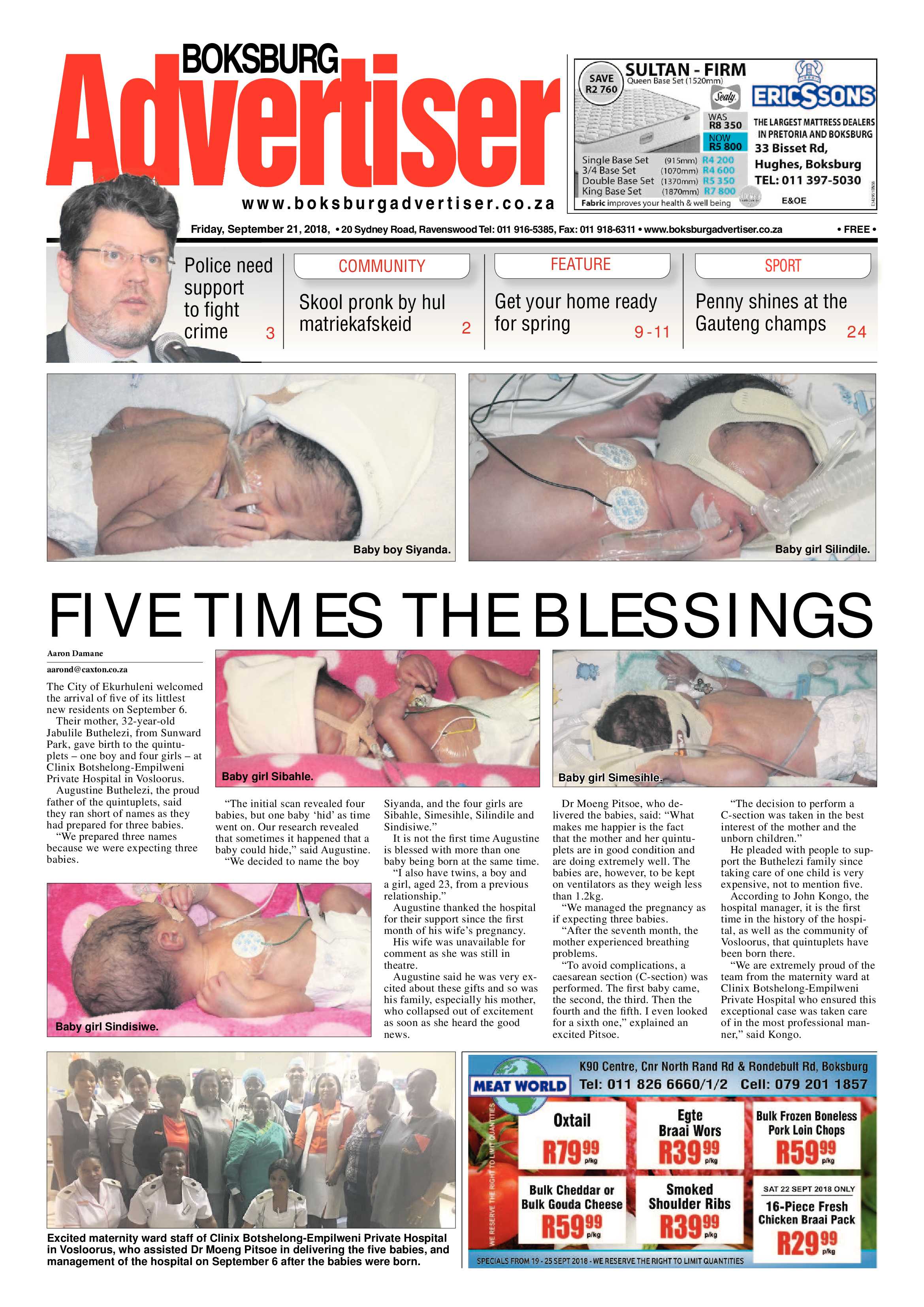 Boksburg Advertiser 18 September 2018 page 1