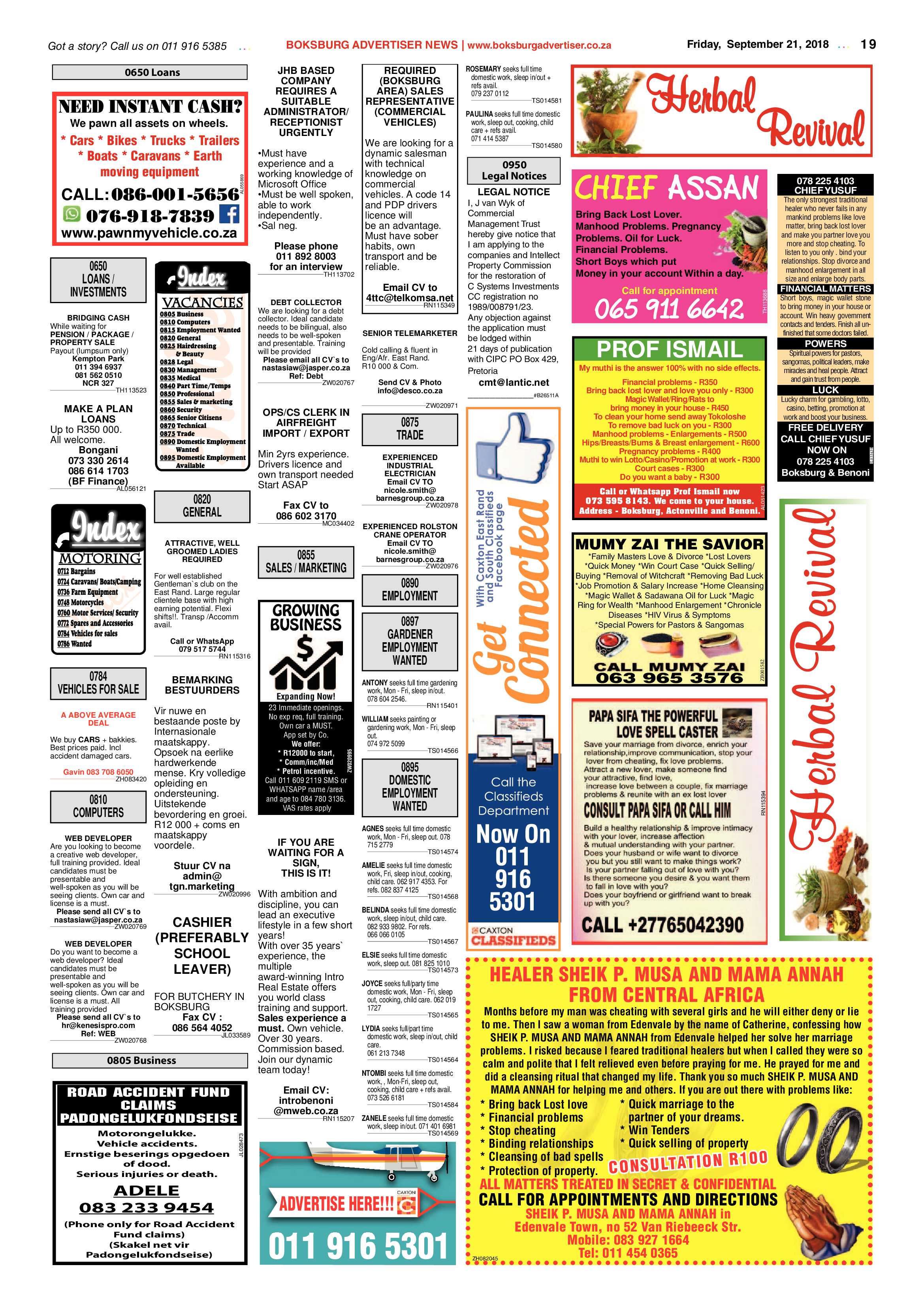 Boksburg Advertiser 18 September 2018 page 19