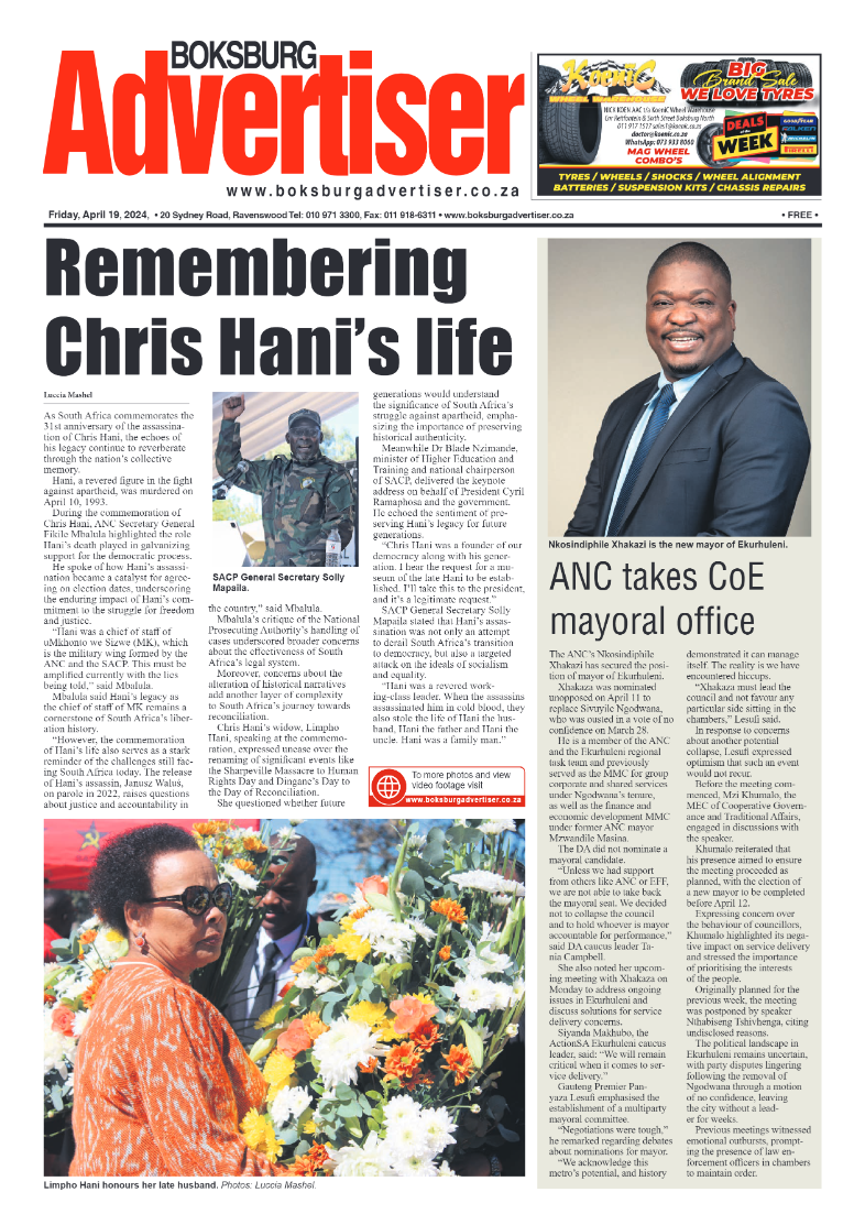 Boksburg Advertiser 19 April 2024 page 1