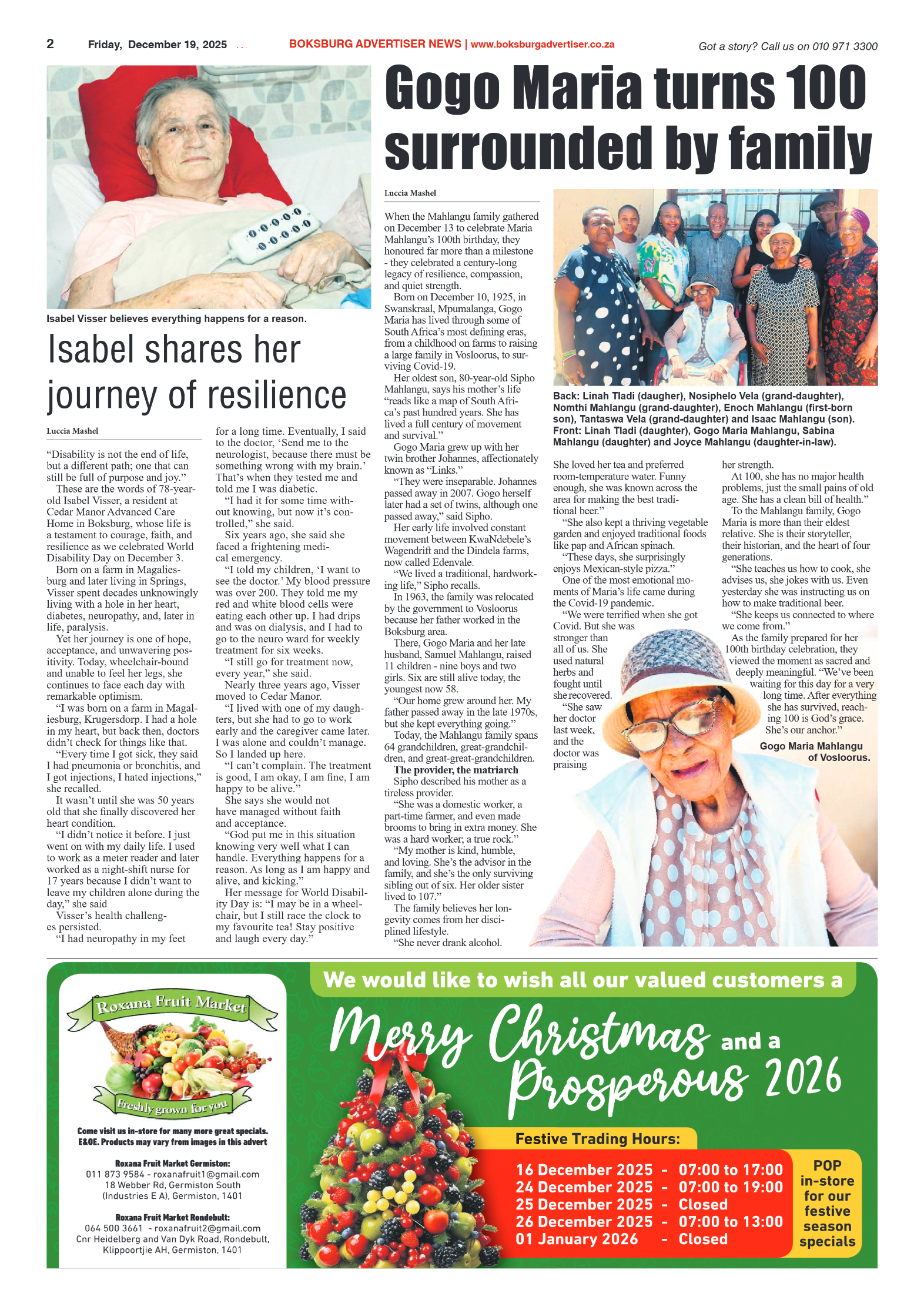 Boksburg Advertiser 19 December 2025 page 2