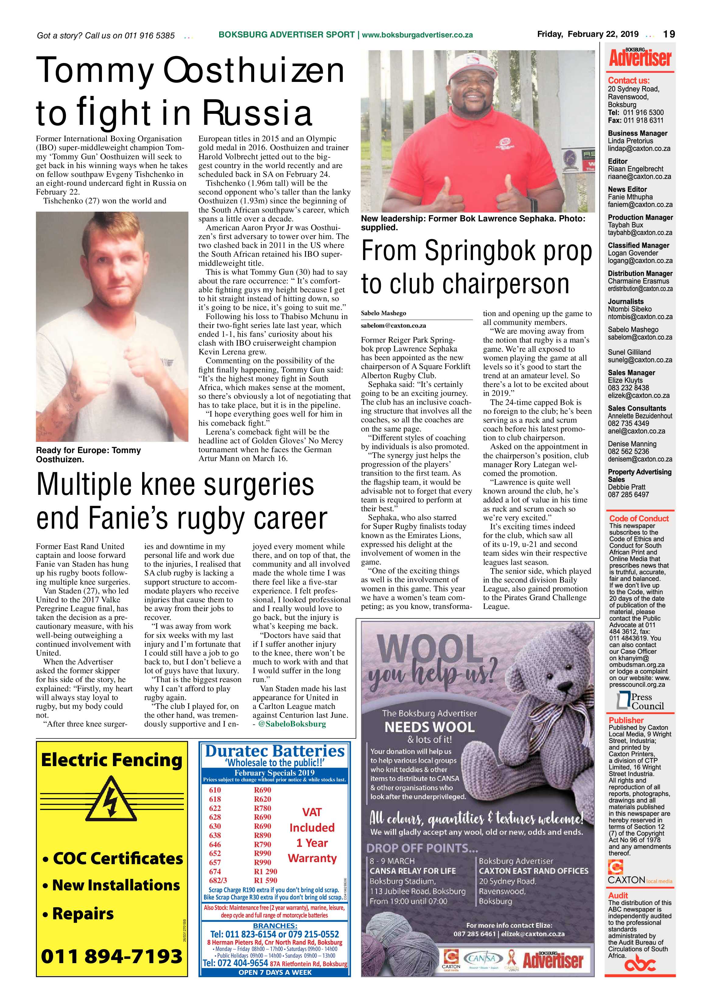Boksburg Advertiser 19 February 2019 page 19