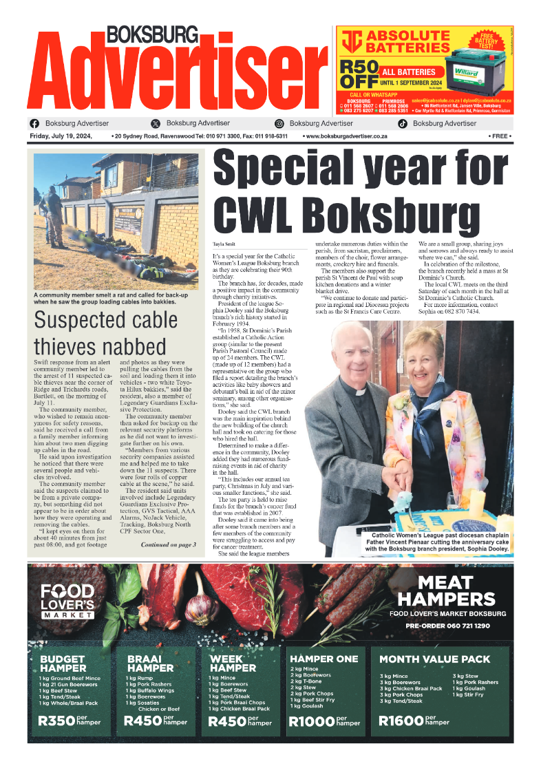 Boksburg Advertiser 19 July 2024 page 1