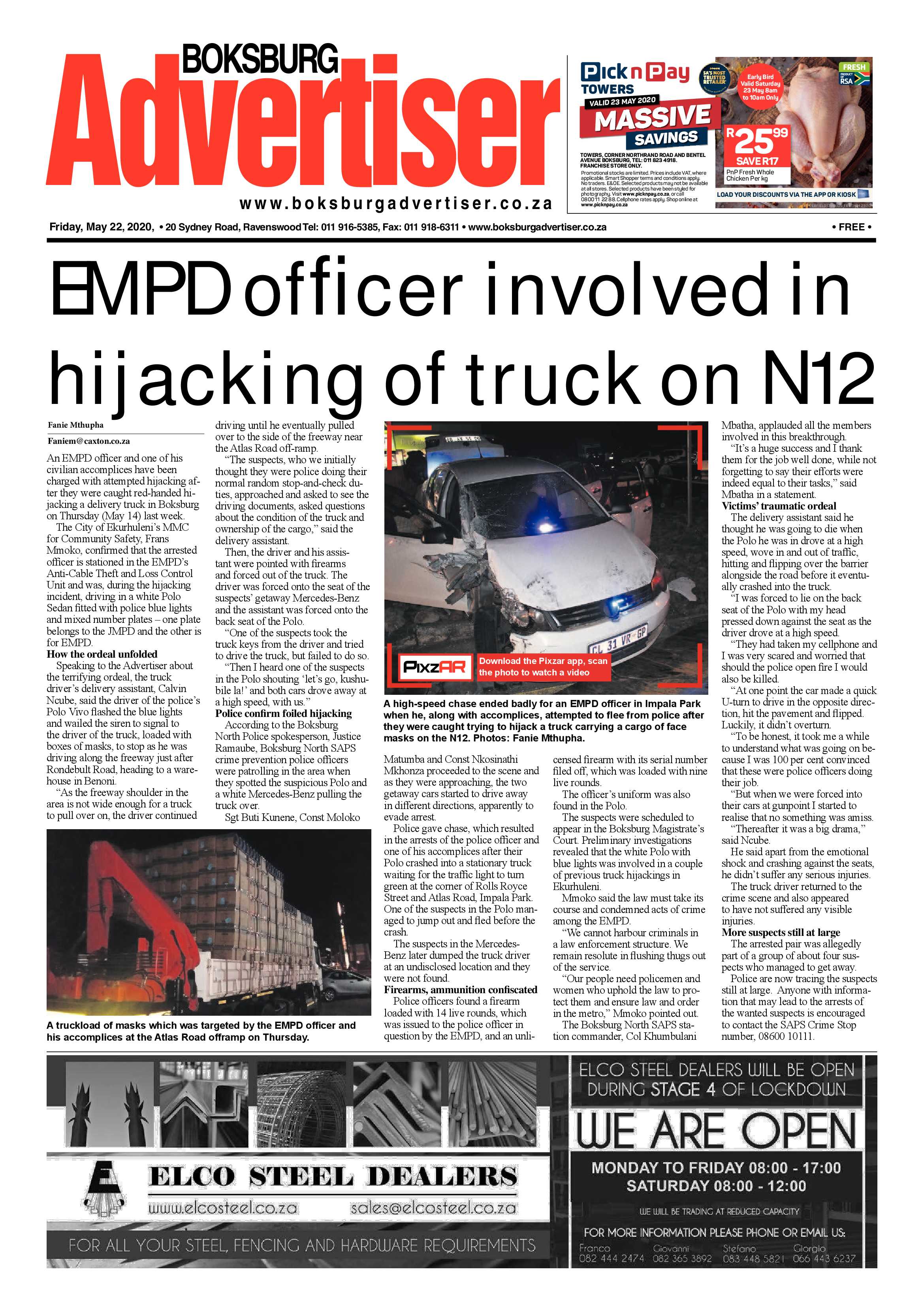 Boksburg Advertiser 19 May 2020 page 1