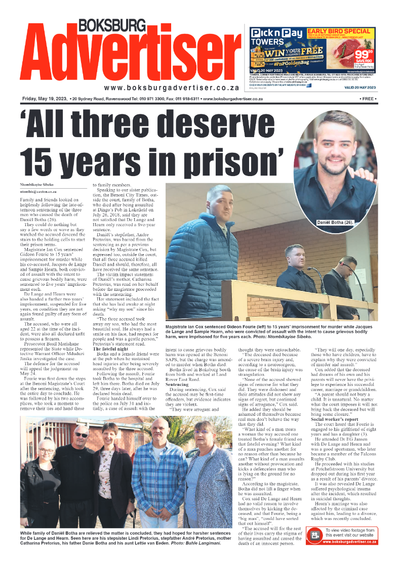 Boksburg Advertiser 19 May 2023 page 1