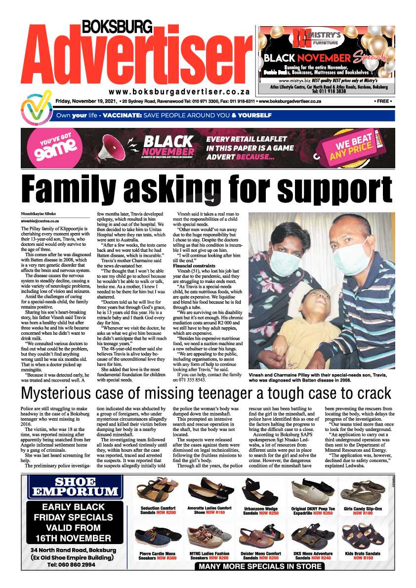 Boksburg Advertiser 19 November 2021 page 1