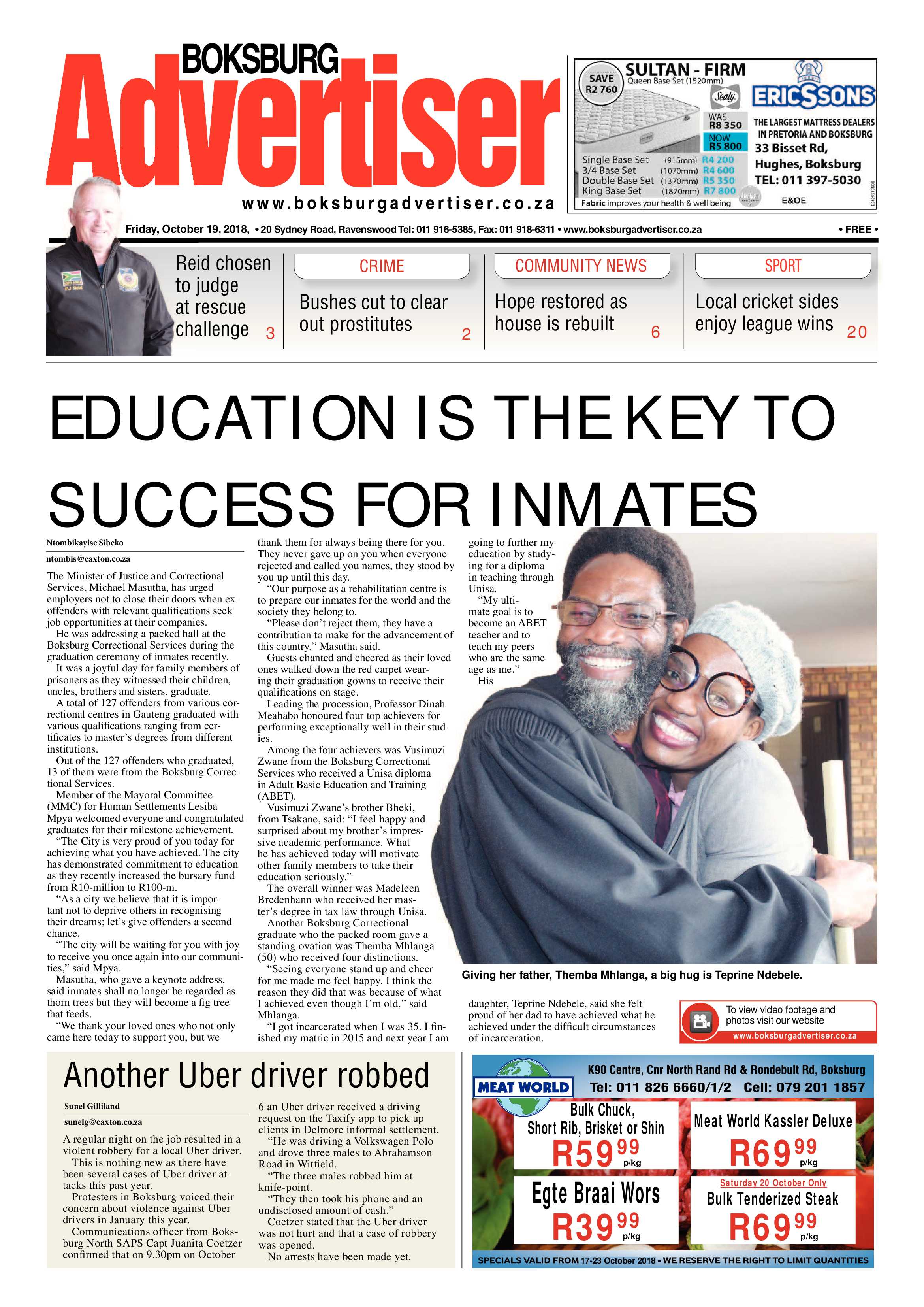 Boksburg Advertiser 19 October 2018 page 1