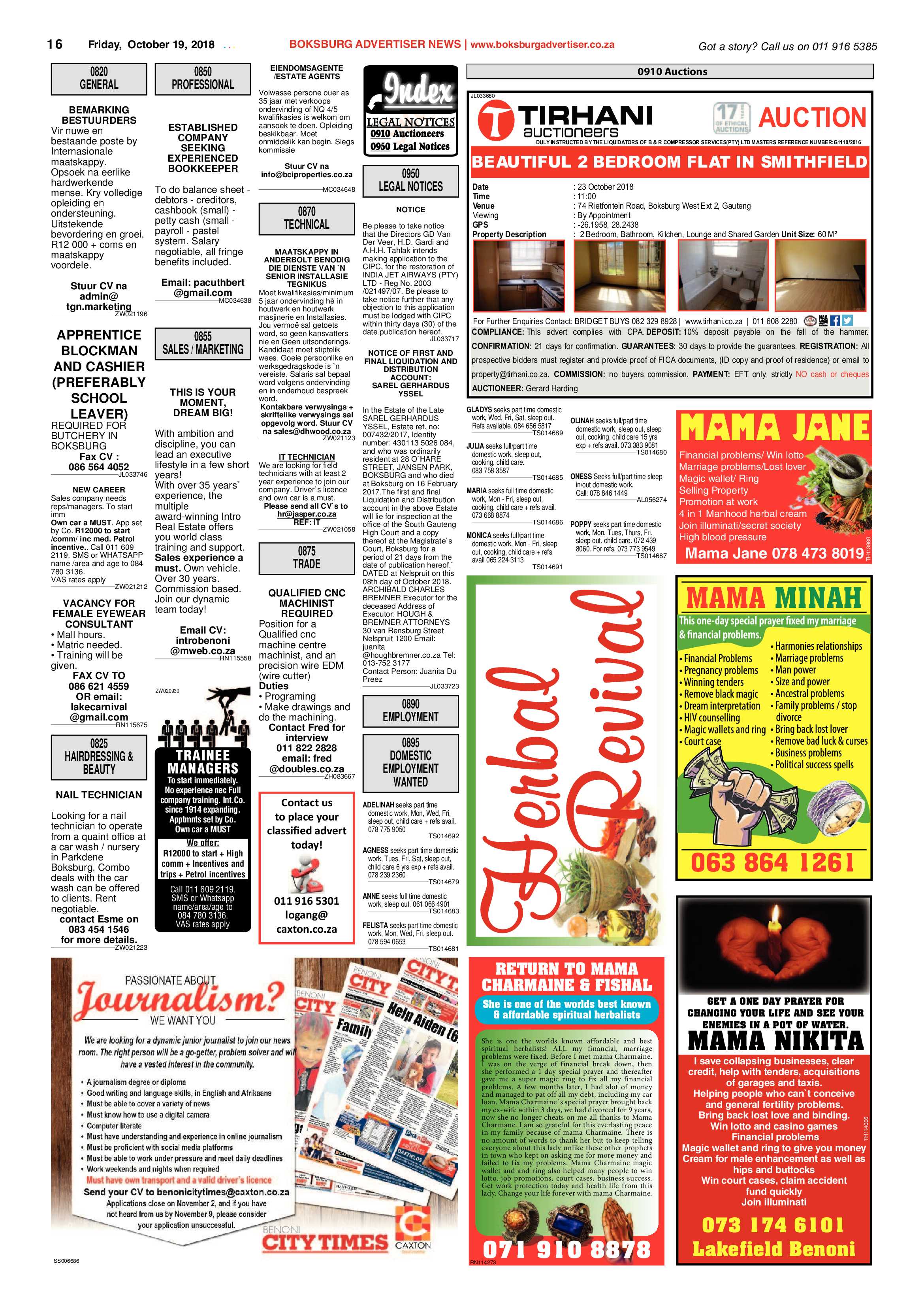 Boksburg Advertiser 19 October 2018 page 16