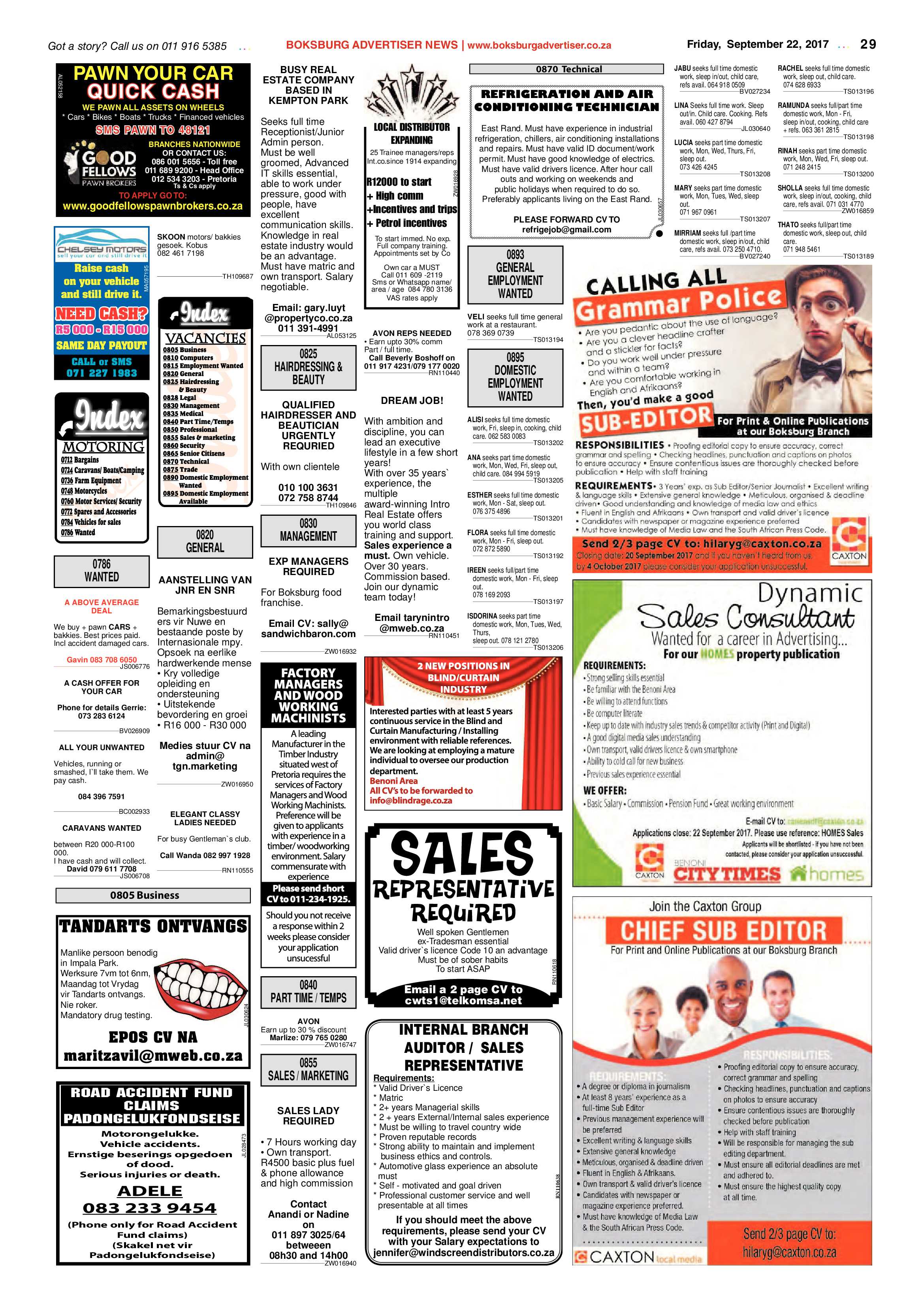 Boksburg Advertiser 19 September 2017 page 29