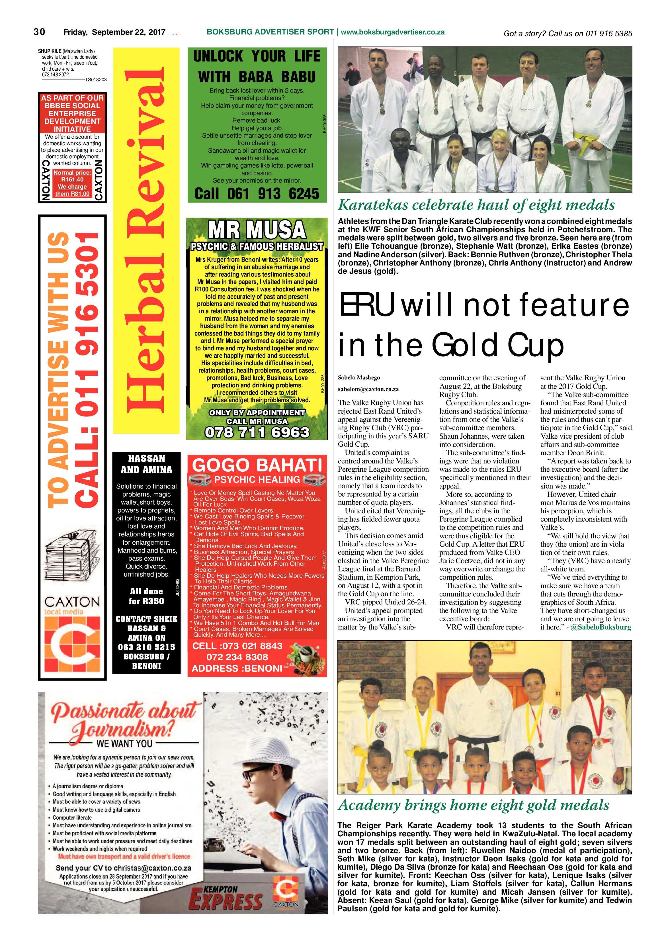 Boksburg Advertiser 19 September 2017 page 30