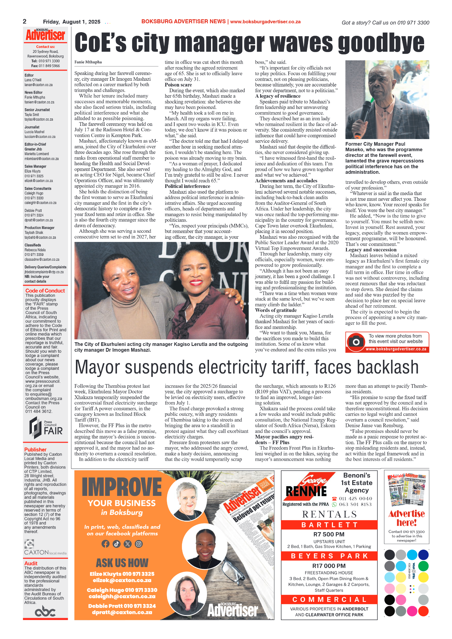 Boksburg Advertiser 1 August 2025 page 2