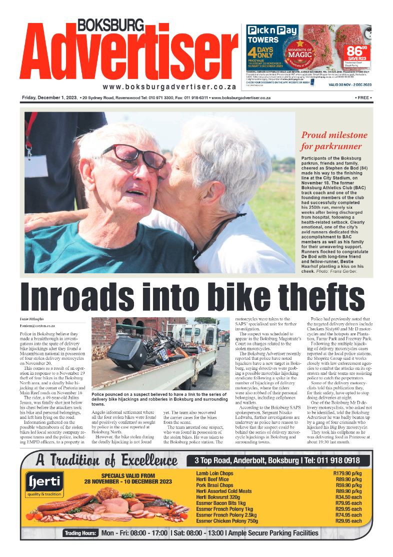 Boksburg Advertiser 1 December 2023 page 1