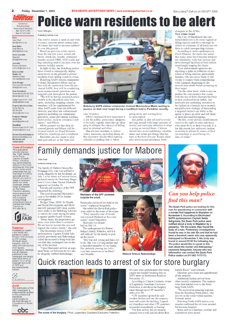 Boksburg Advertiser 1 December 2023 page 2