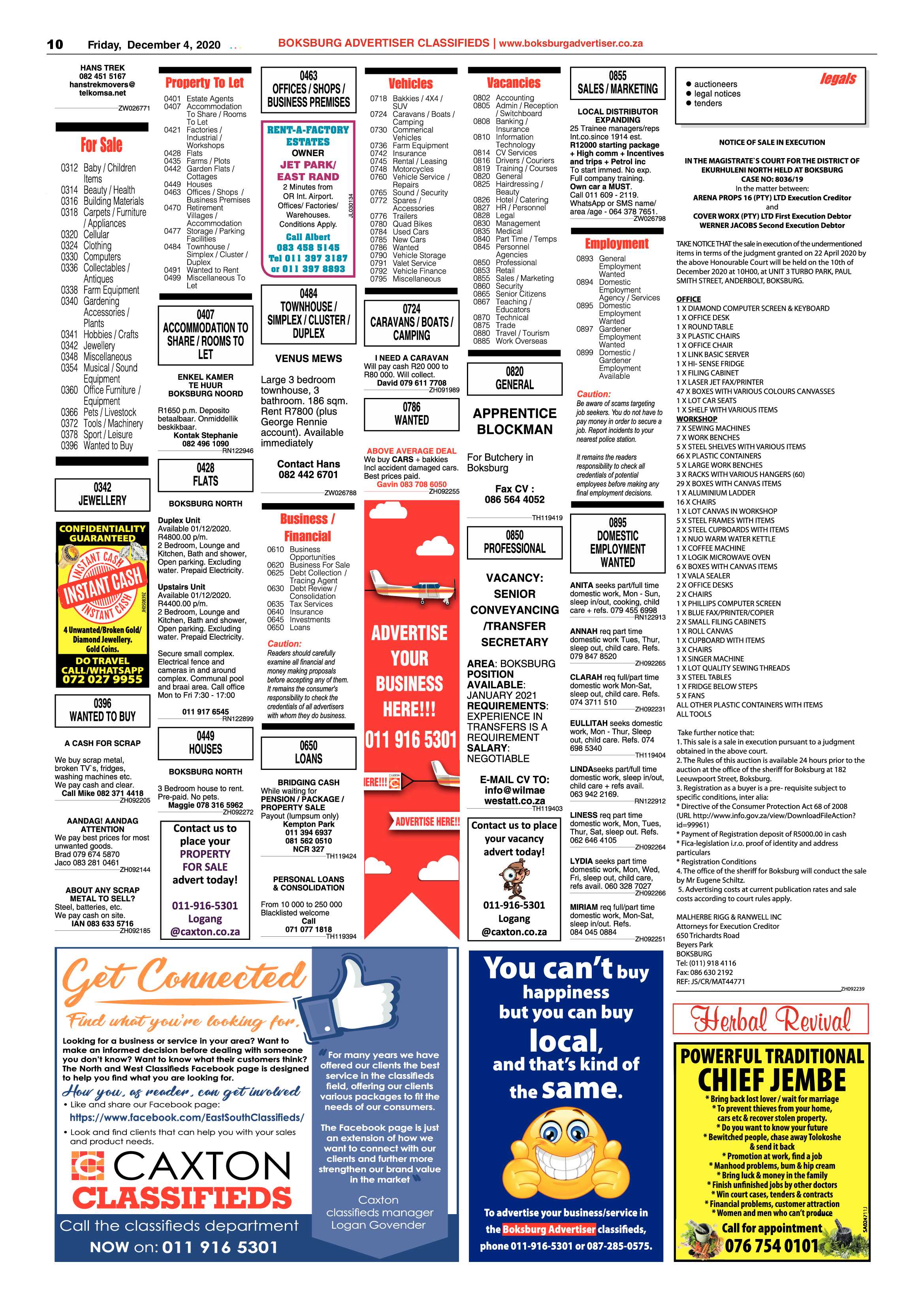 Boksburg Advertiser 1 December  2020 page 10