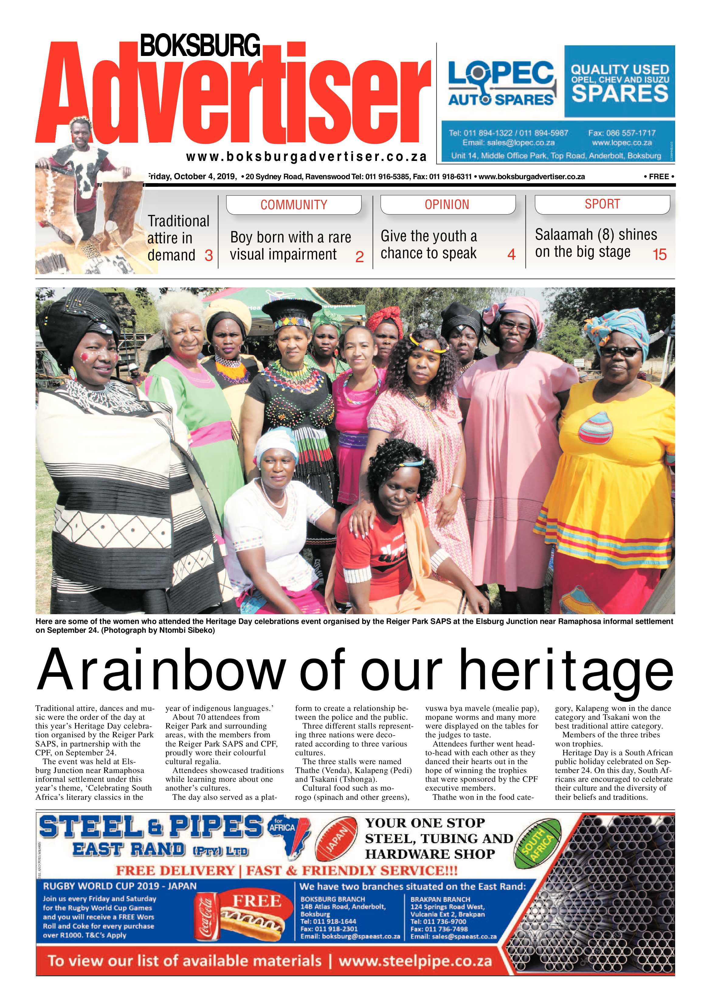 Boksburg Advertiser 1 October 2019 page 1