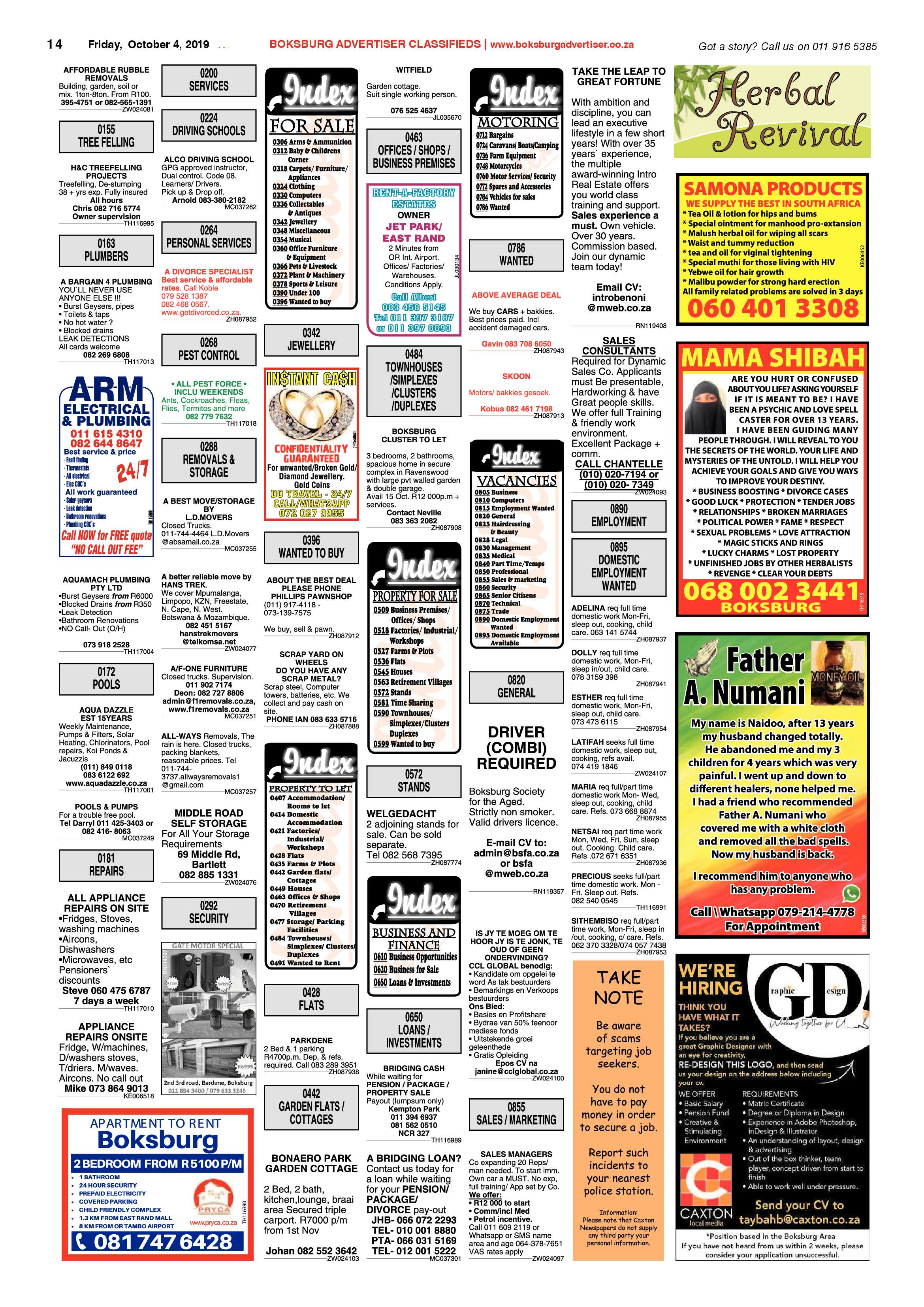Boksburg Advertiser 1 October 2019 page 14