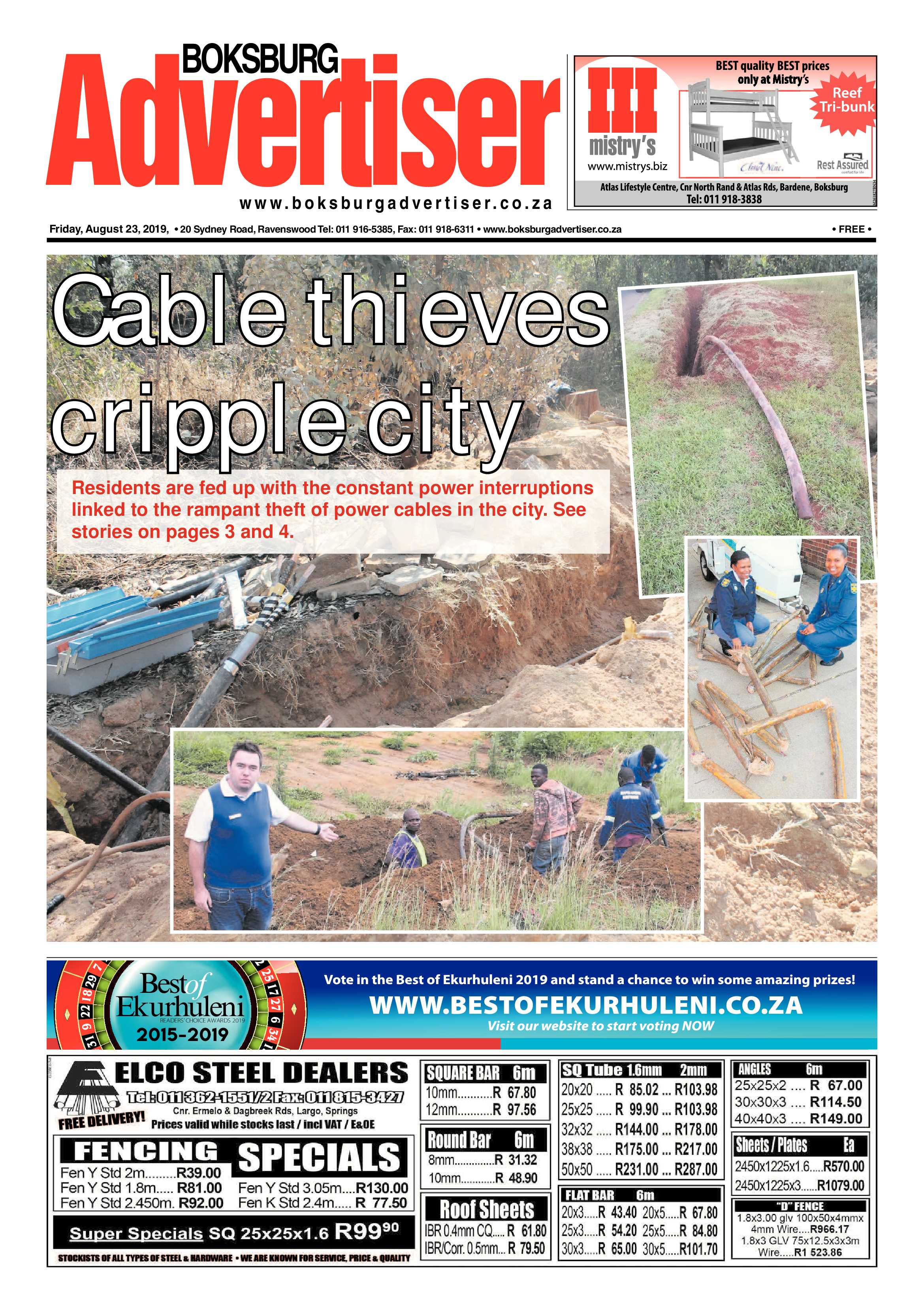 Boksburg Advertiser 20 August 2019 page 1