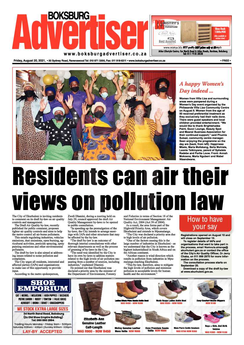 Boksburg Advertiser 20 August 2021 page 1