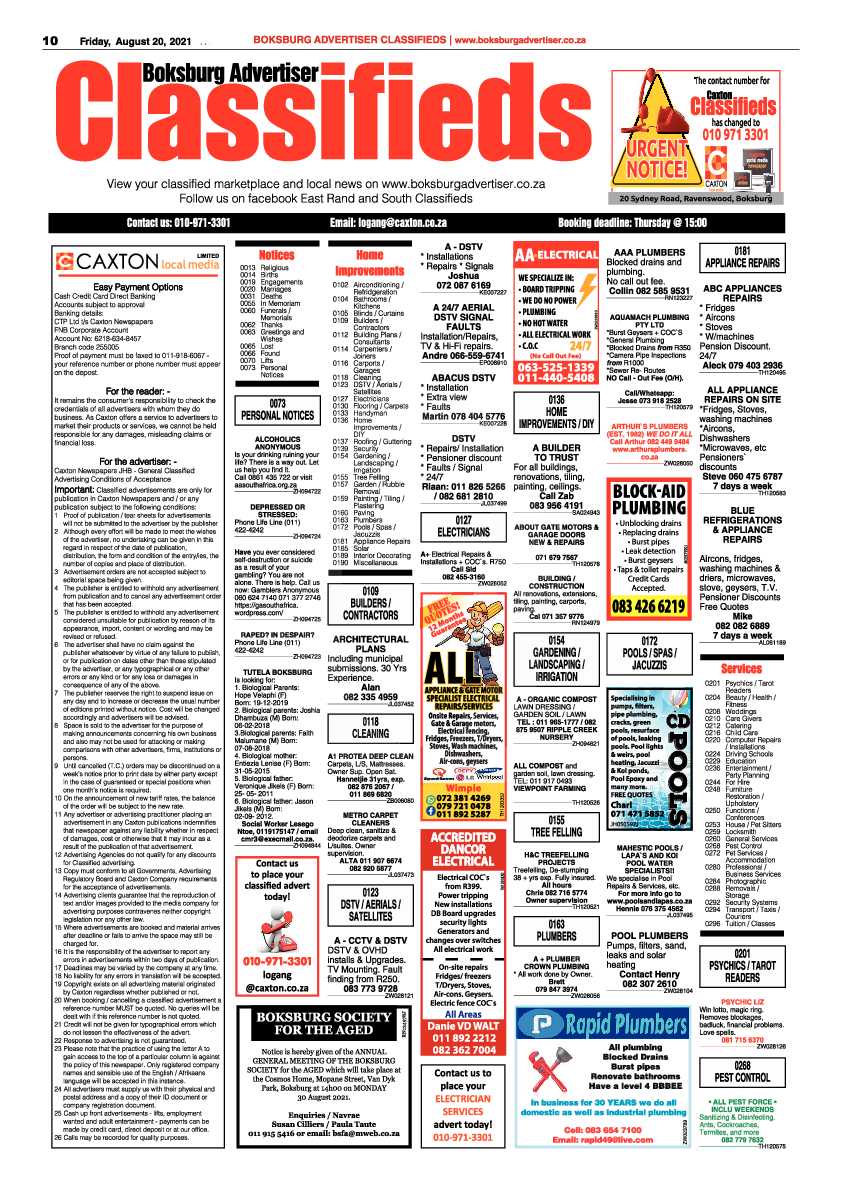 Boksburg Advertiser 20 August 2021 page 10