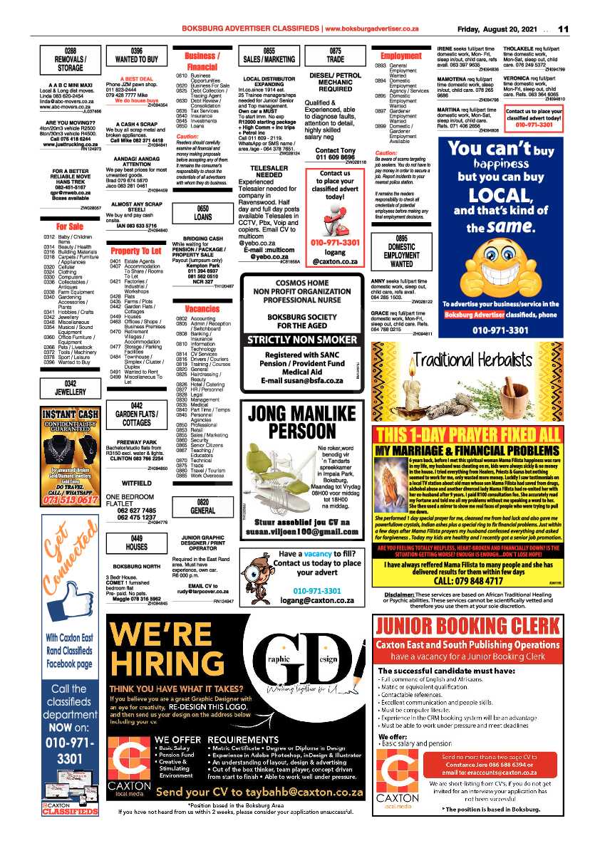 Boksburg Advertiser 20 August 2021 page 11