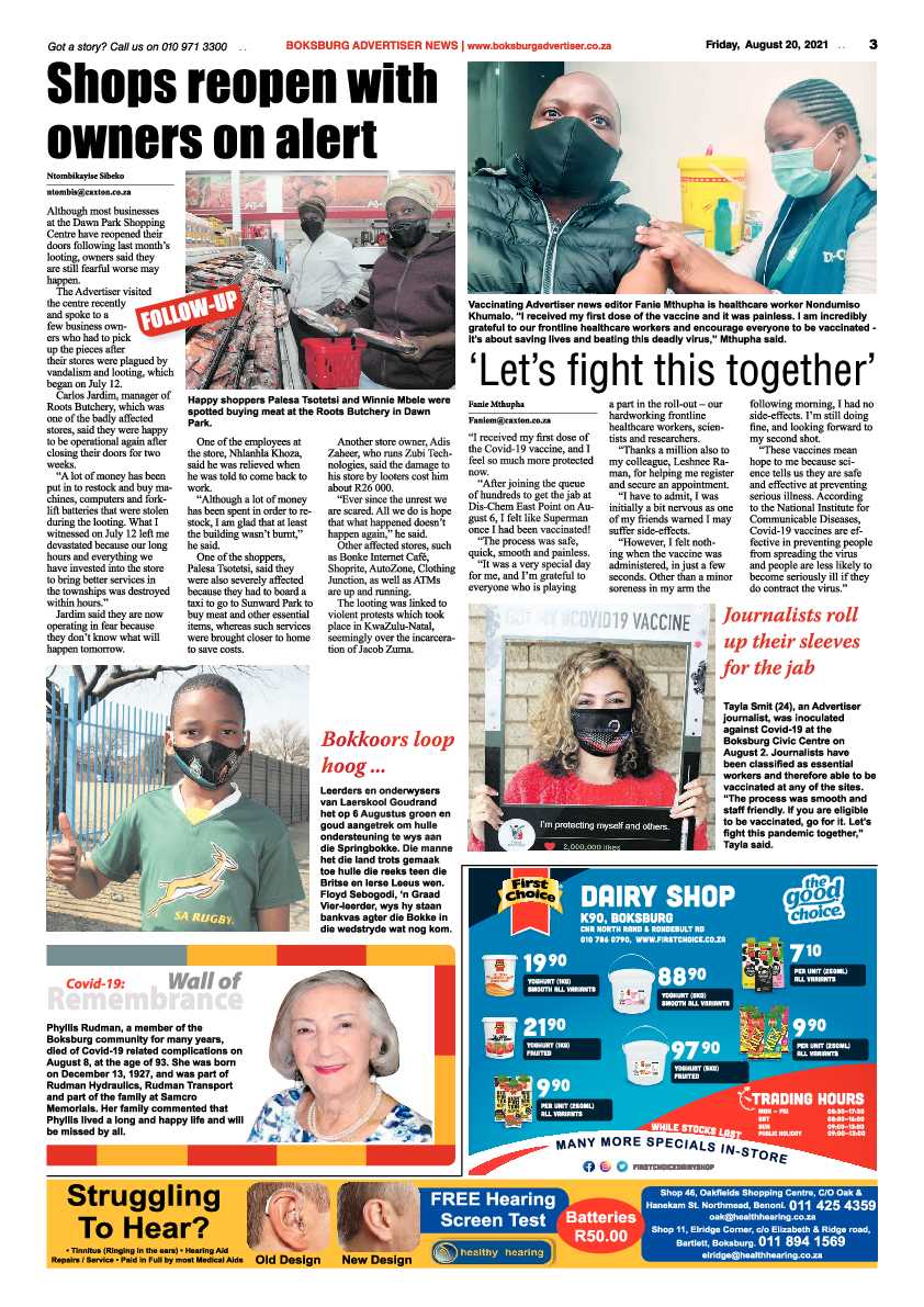 Boksburg Advertiser 20 August 2021 page 3