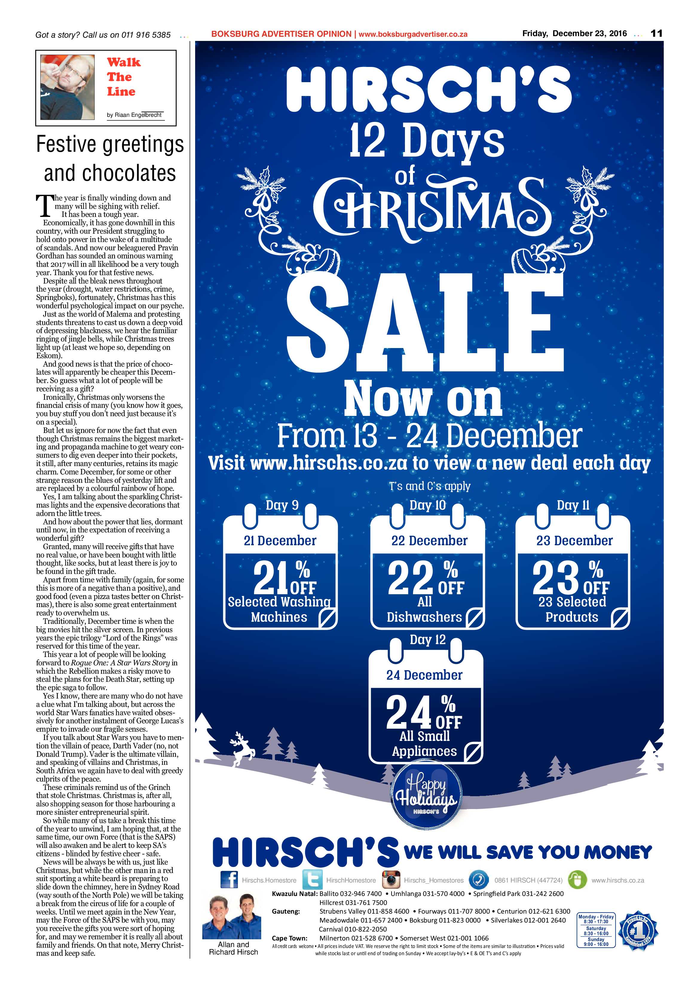 Boksburg Advertiser 20 December 2016 page 11