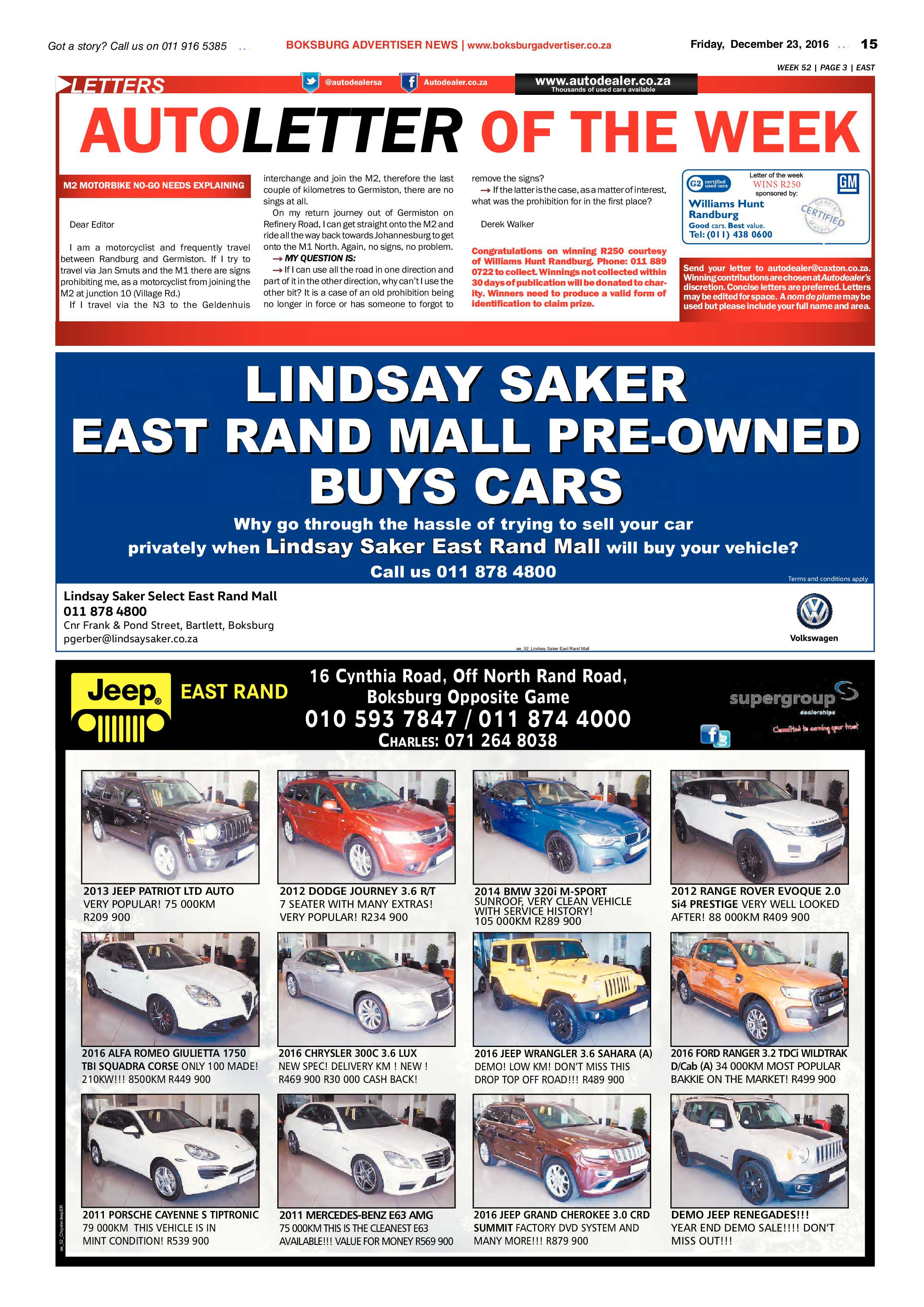 Boksburg Advertiser 20 December 2016 page 15