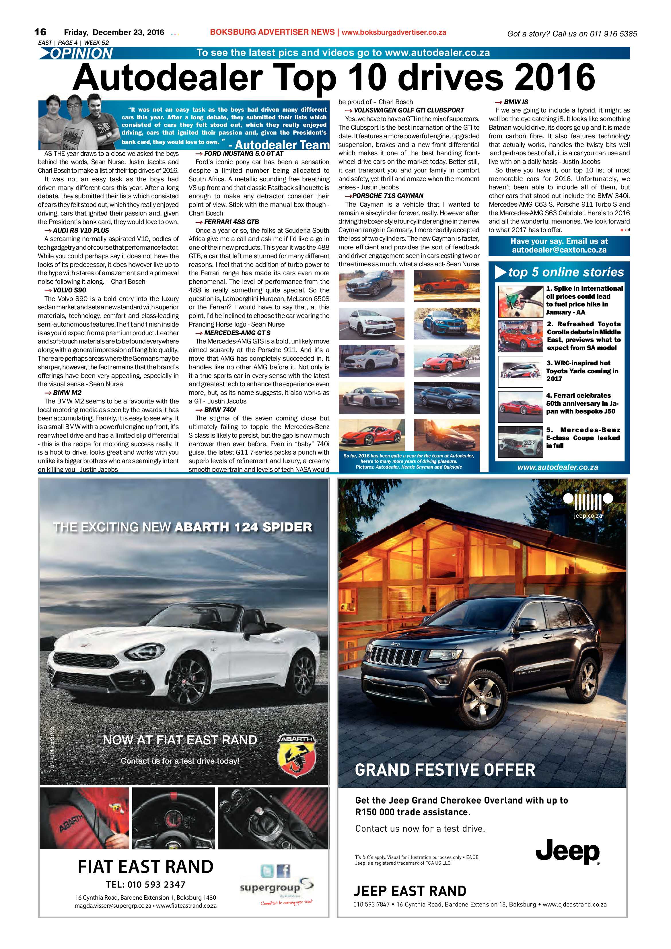 Boksburg Advertiser 20 December 2016 page 16