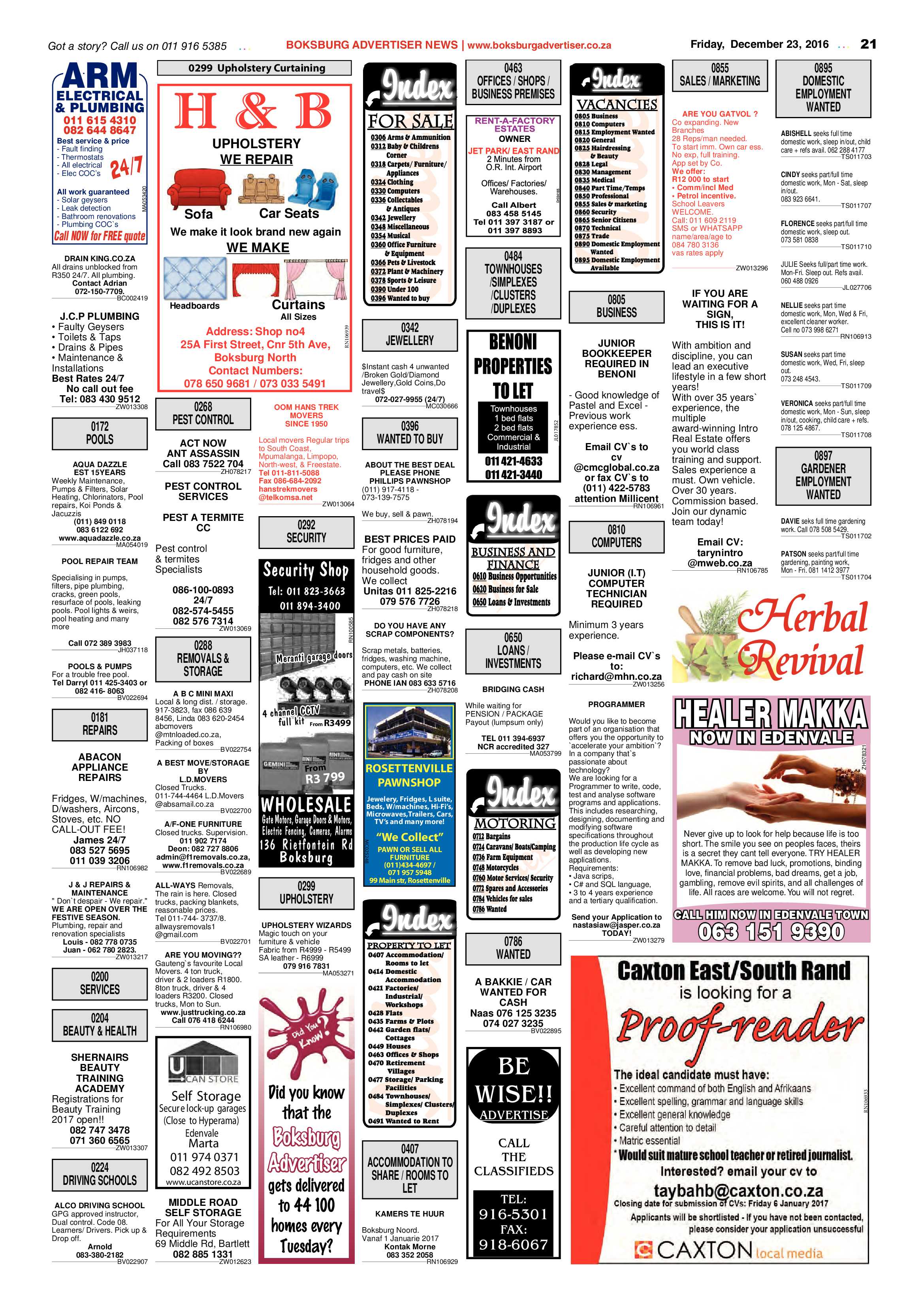 Boksburg Advertiser 20 December 2016 page 21