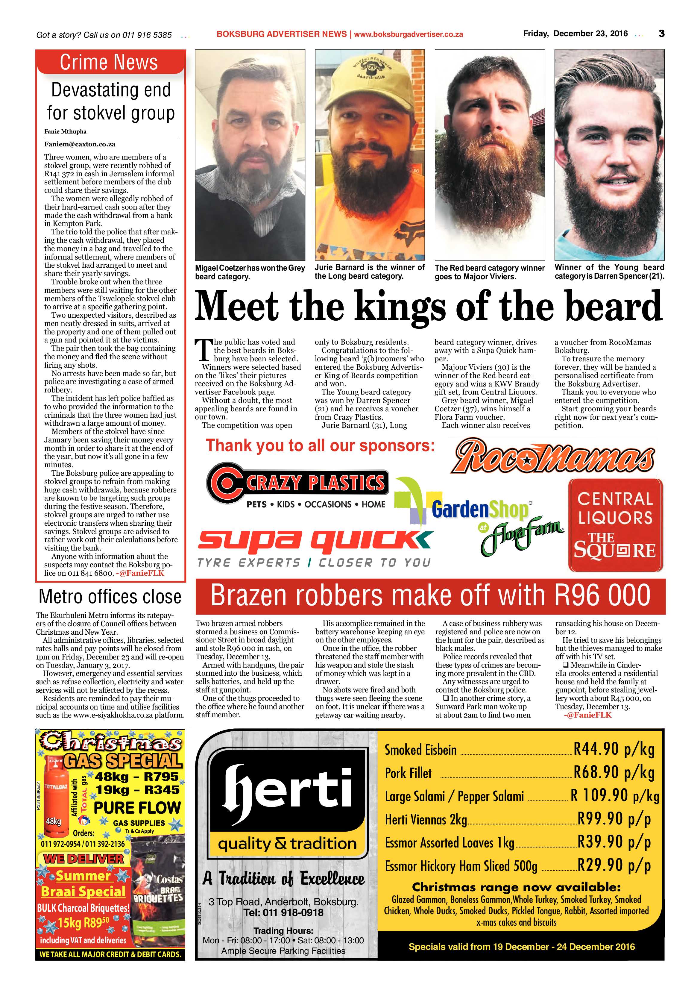Boksburg Advertiser 20 December 2016 page 3