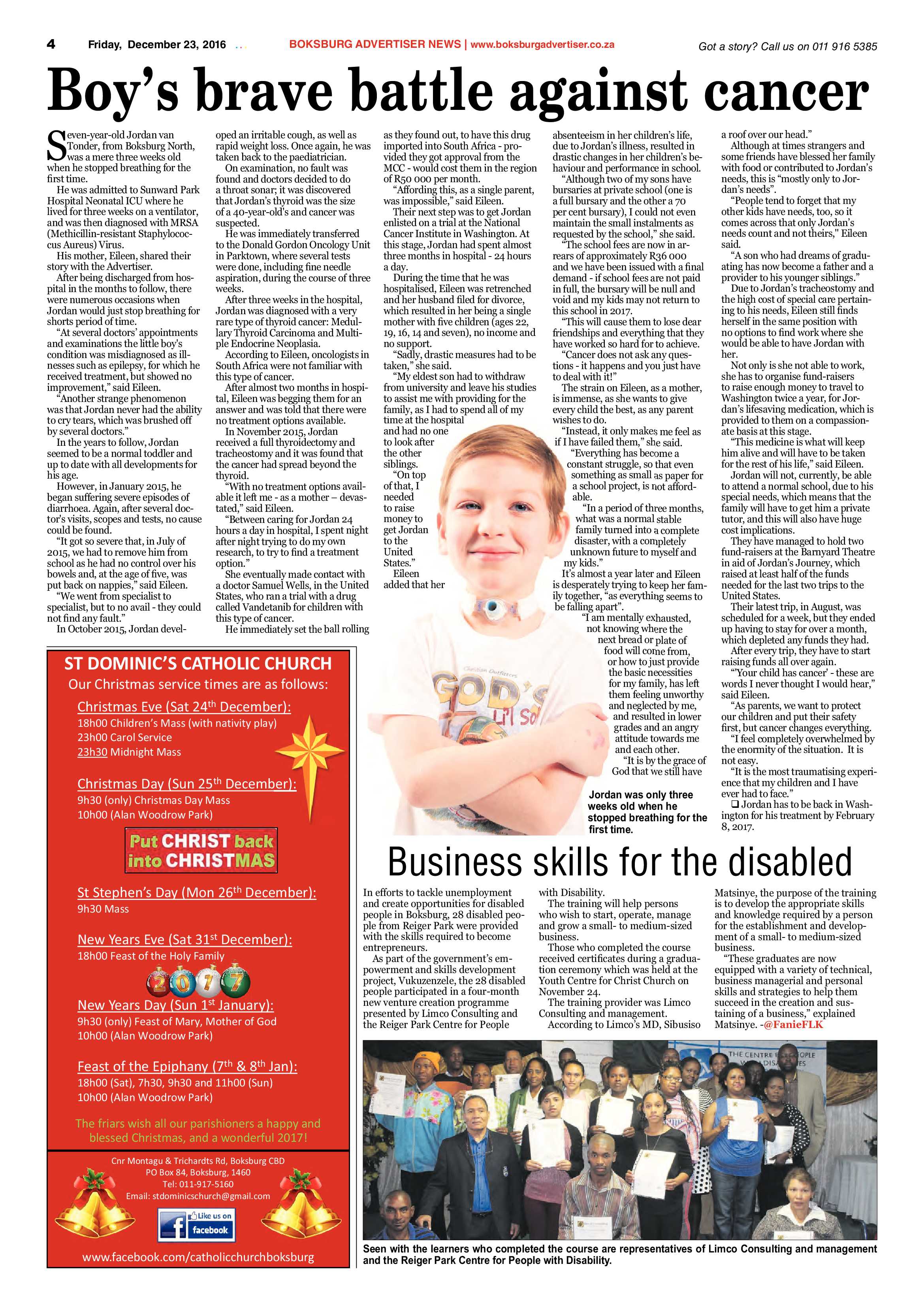 Boksburg Advertiser 20 December 2016 page 4