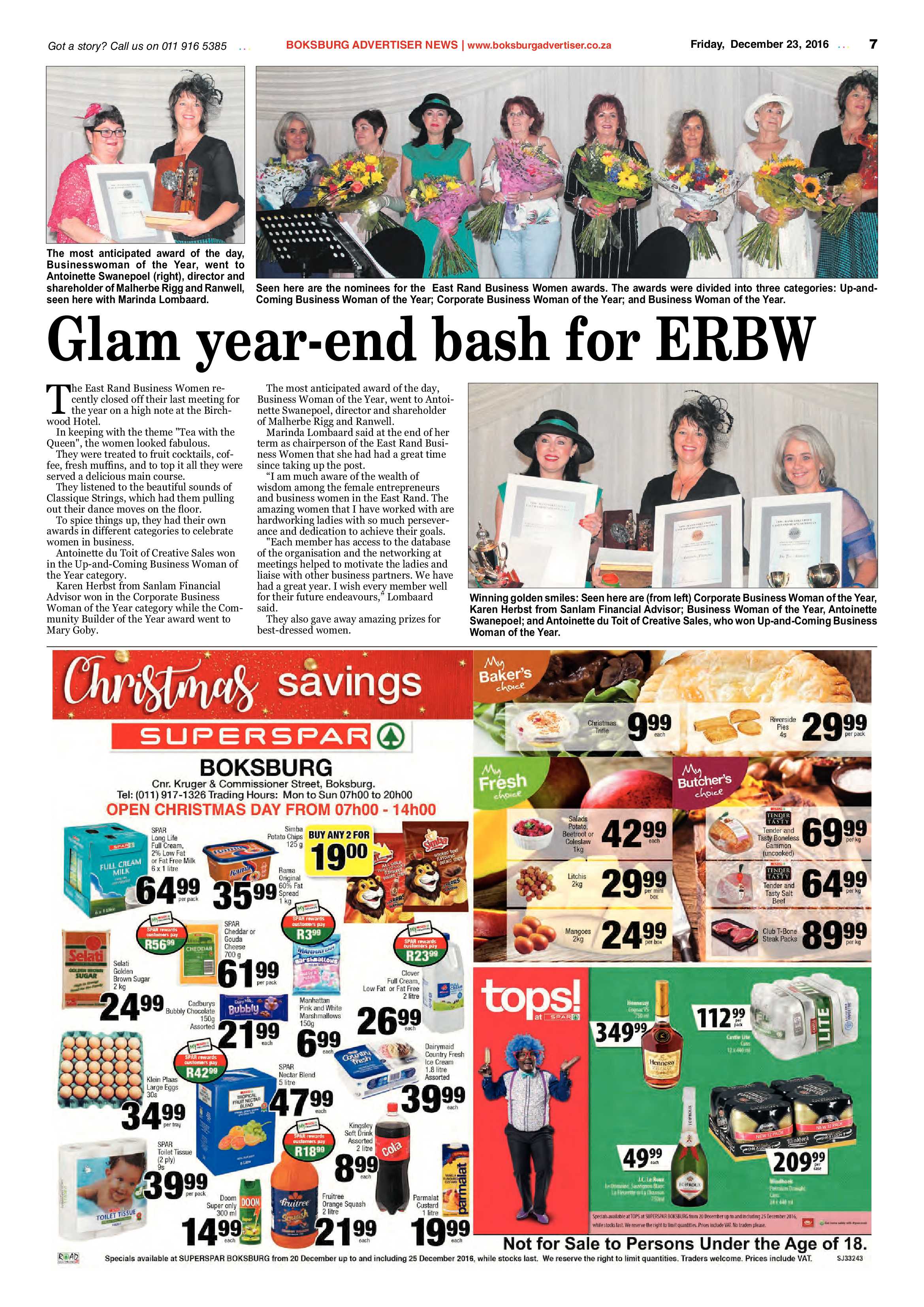 Boksburg Advertiser 20 December 2016 page 7