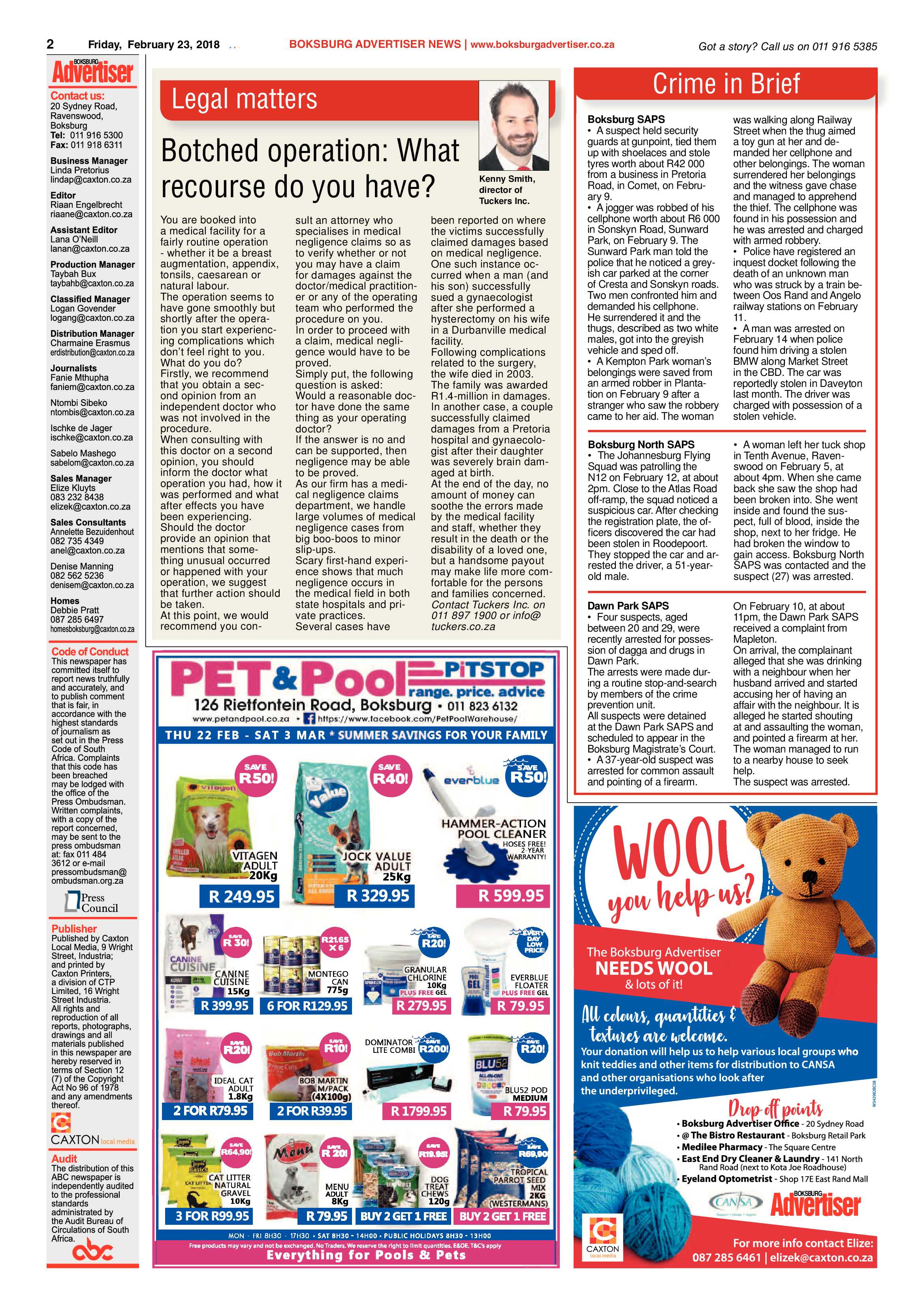 Boksburg Advertiser 20 February 2018 page 2
