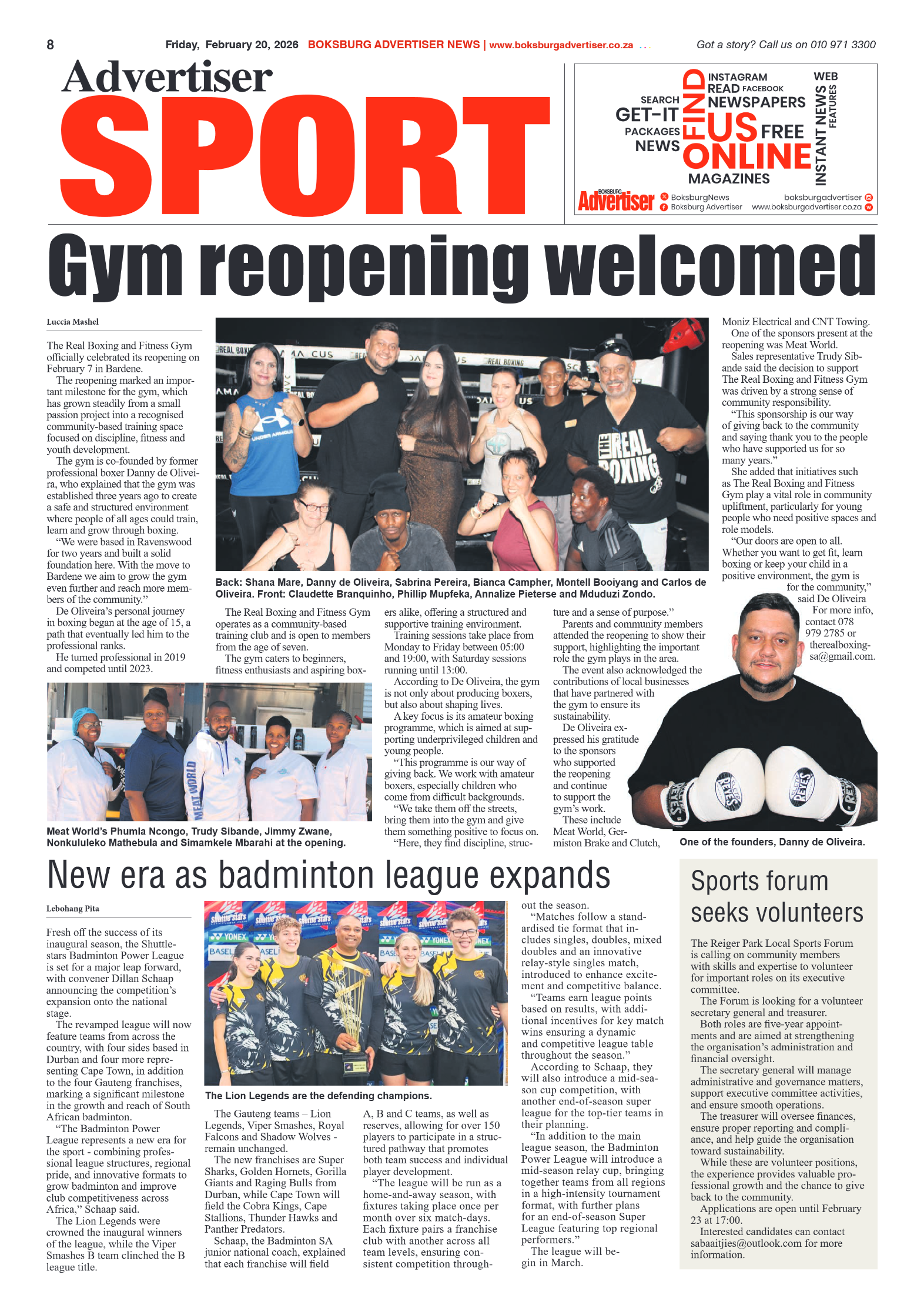 Boksburg Advertiser 20 February 2026 page 8