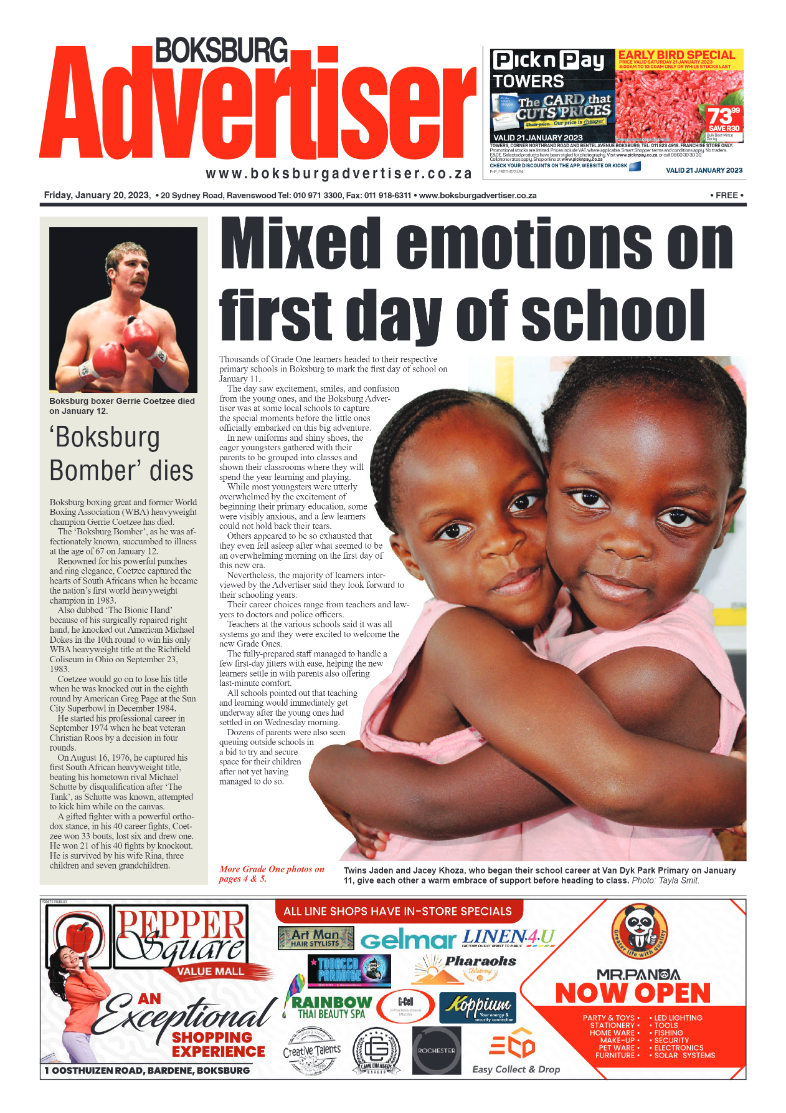 Boksburg Advertiser 20 January 2023 page 1