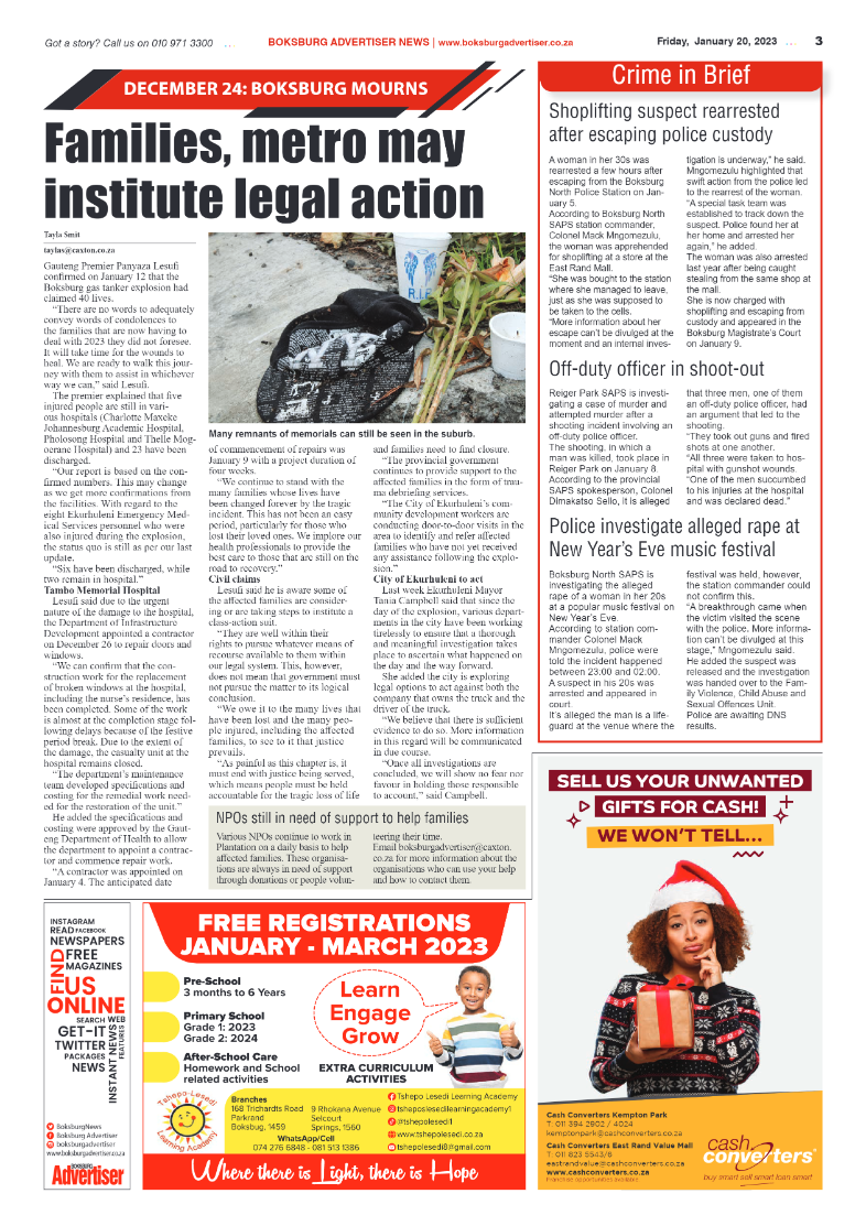 Boksburg Advertiser 20 January 2023 page 3