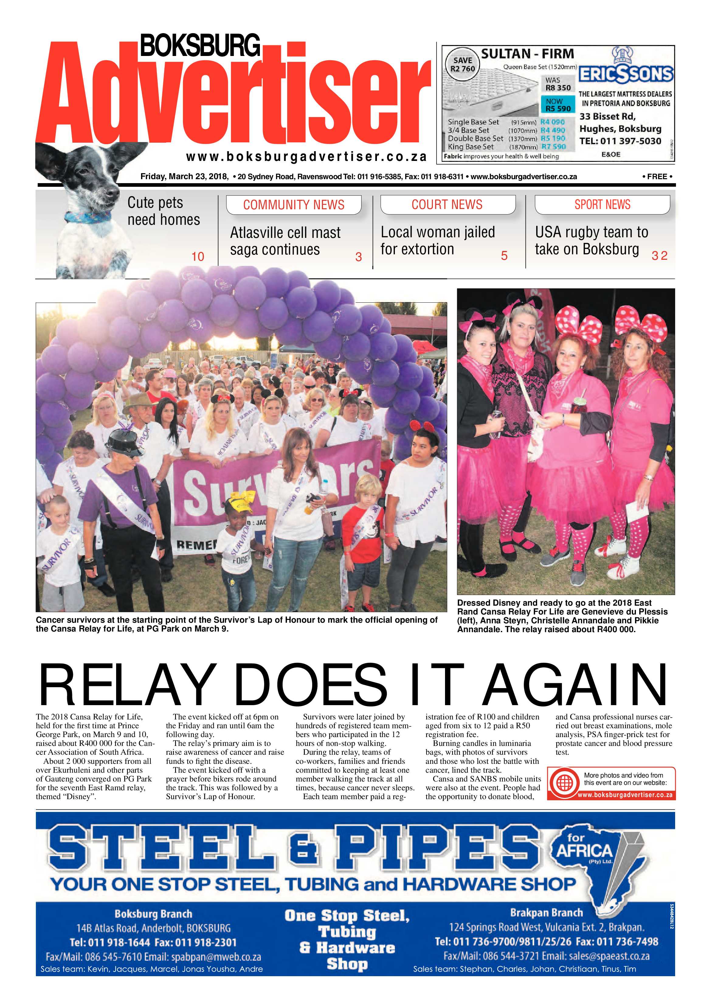 Boksburg Advertiser 20 March 2018 page 1