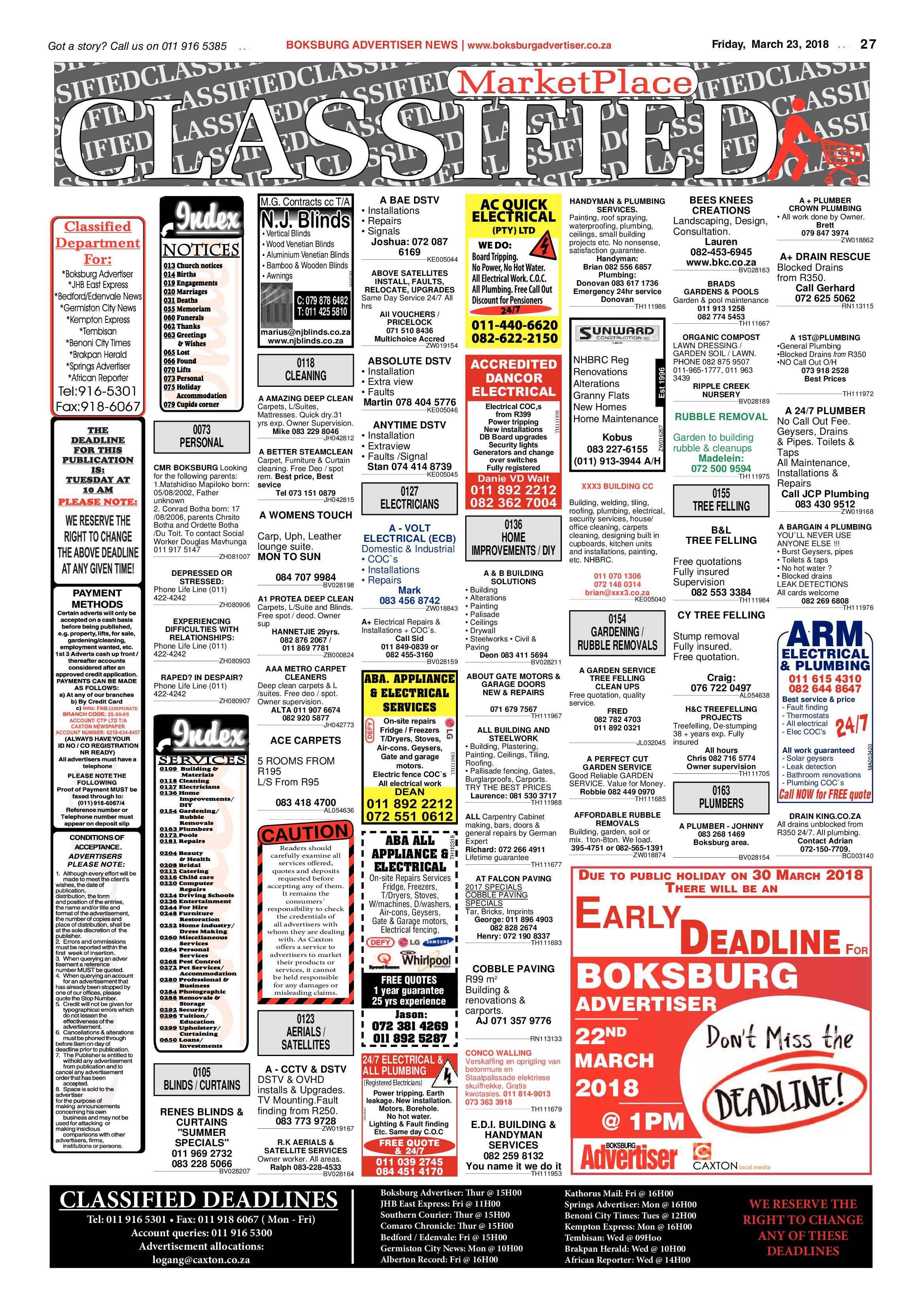 Boksburg Advertiser 20 March 2018 page 27