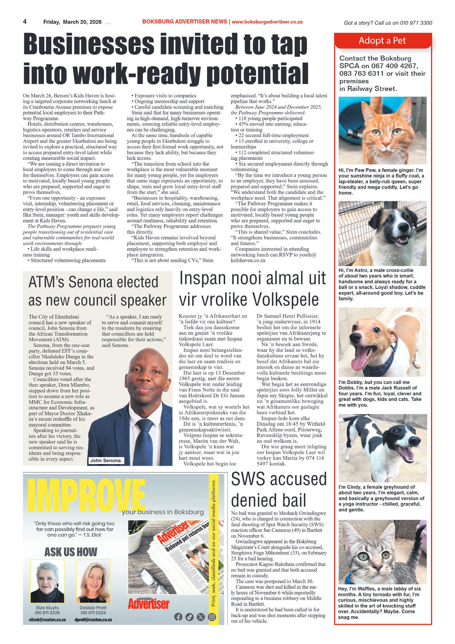 Boksburg Advertiser 20 March 2026 page 4