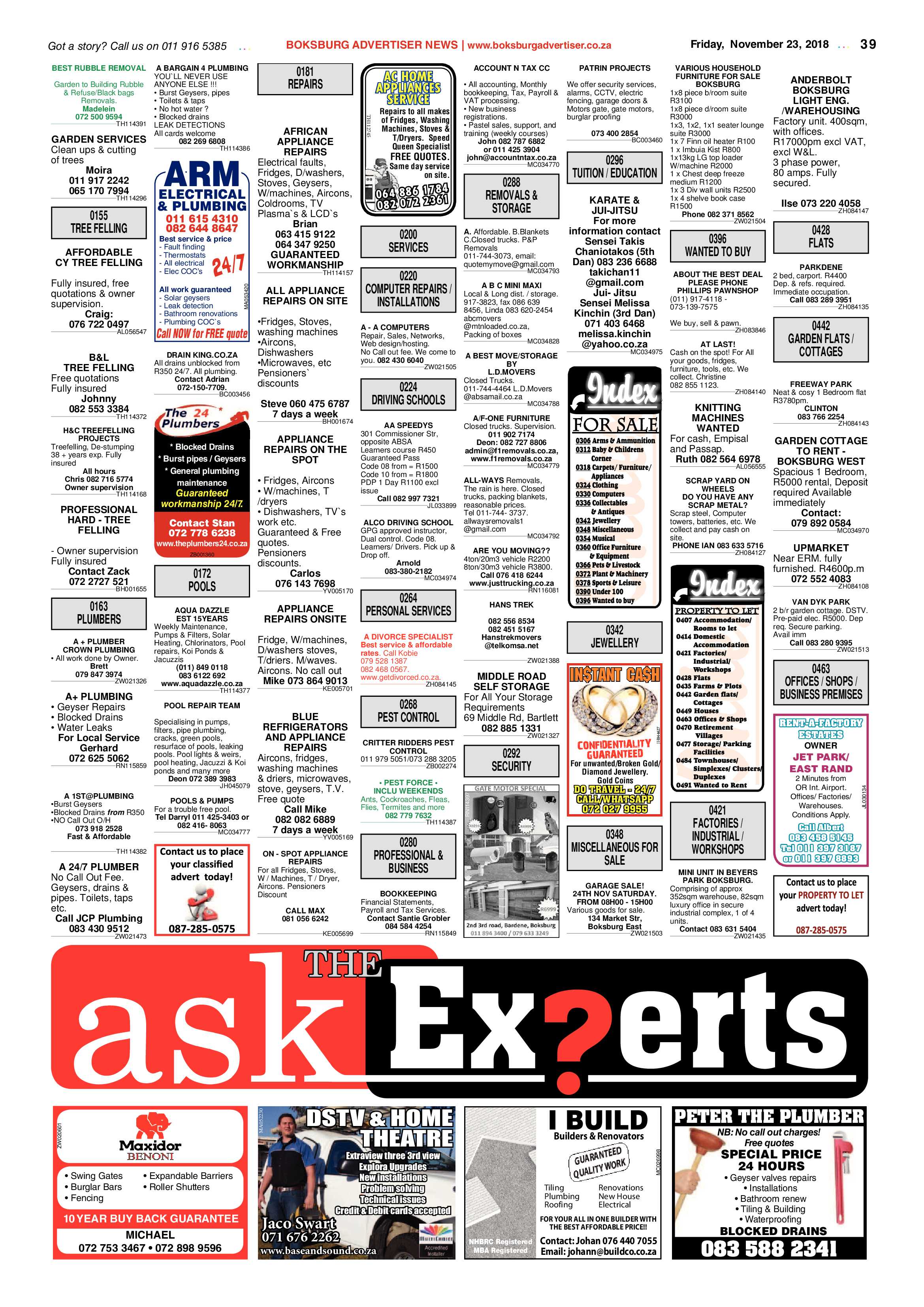 Boksburg Advertiser 20 November 2018 page 39